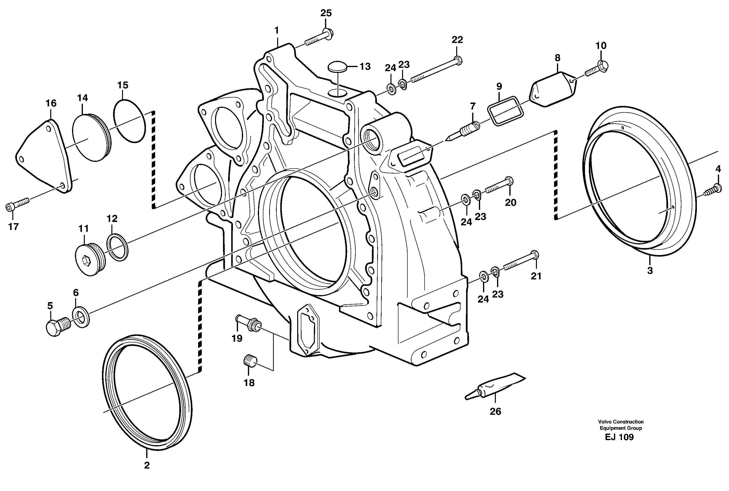 Flywheel housing — volvo parts diagram