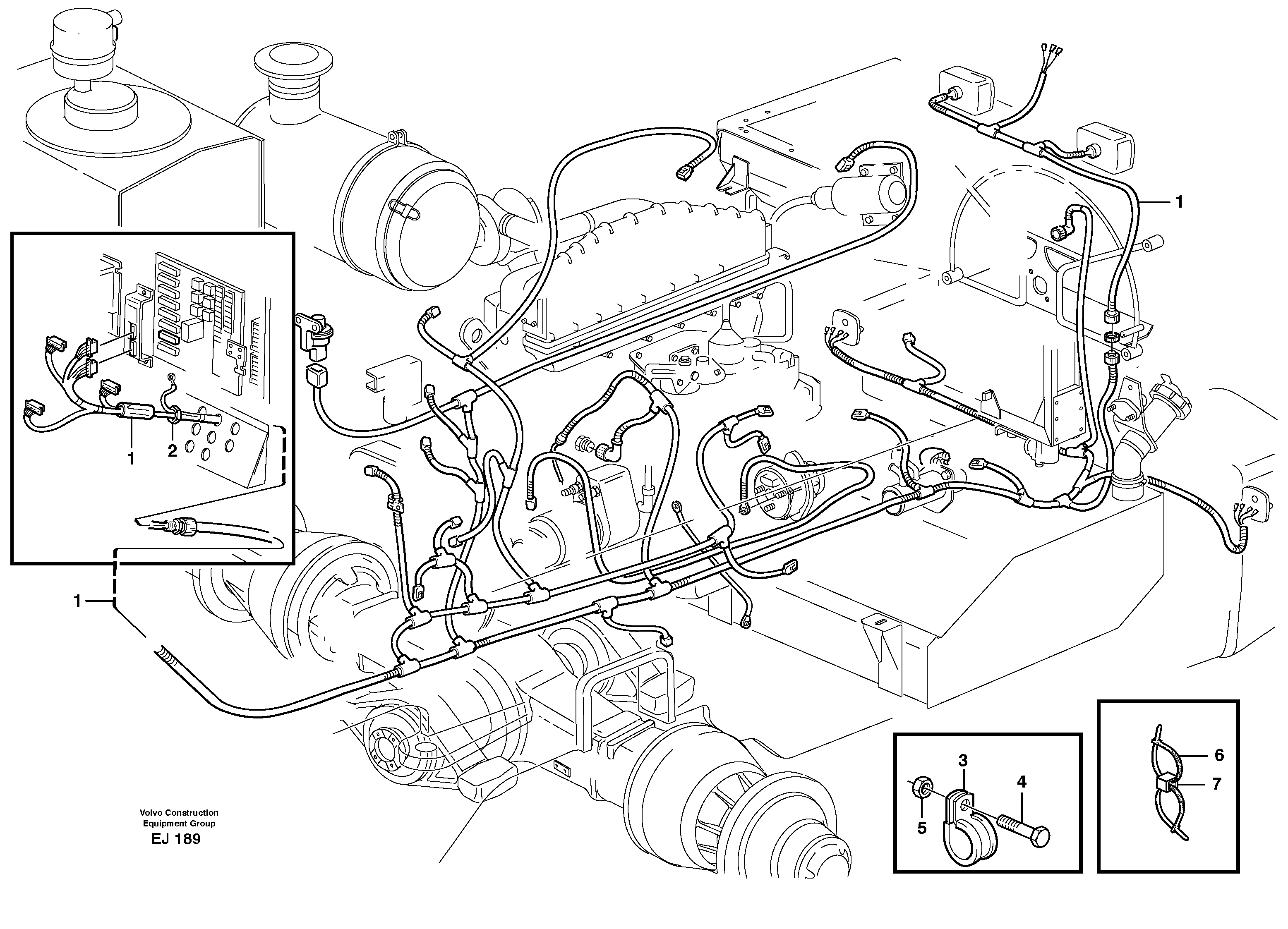 Rear cable harness with assembly parts — volvo parts diagram