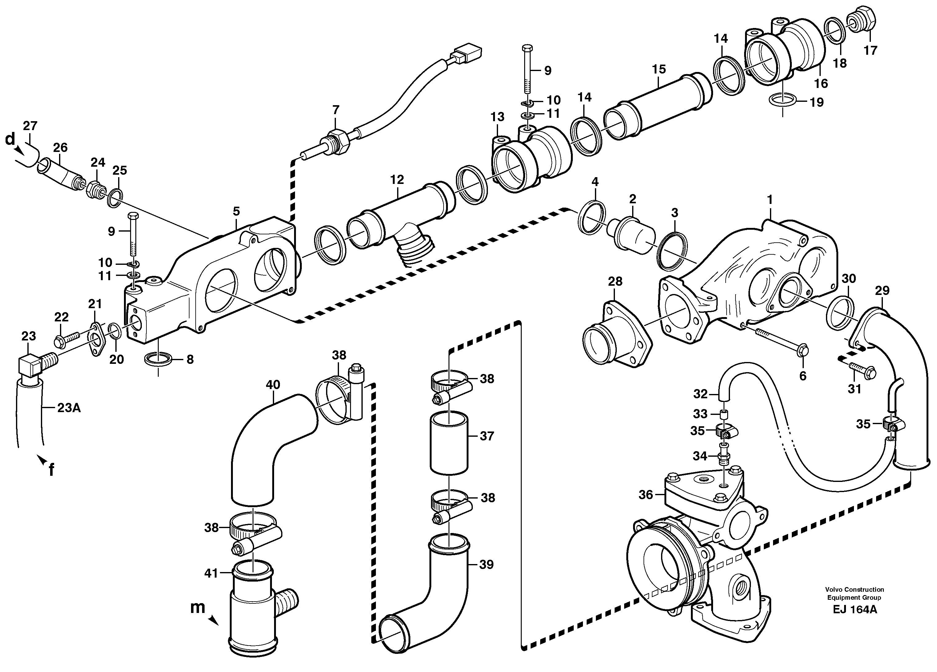 Thermostathousing with fitting parts — volvo parts diagram