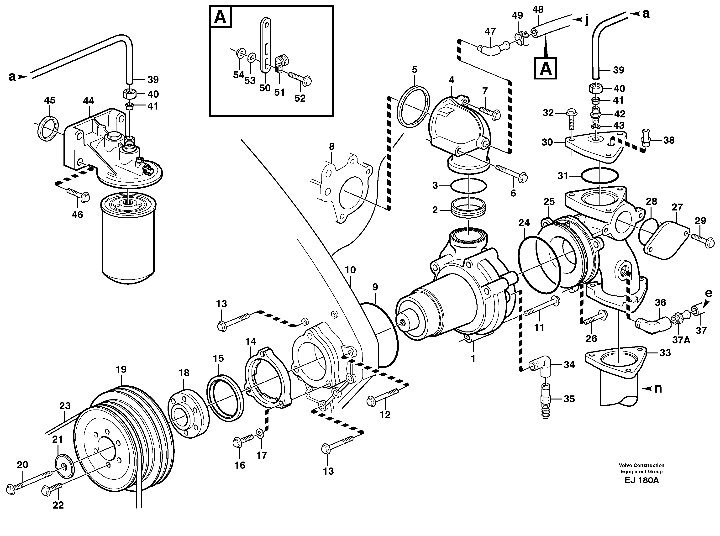 Water pump with fitting parts — volvo parts diagram