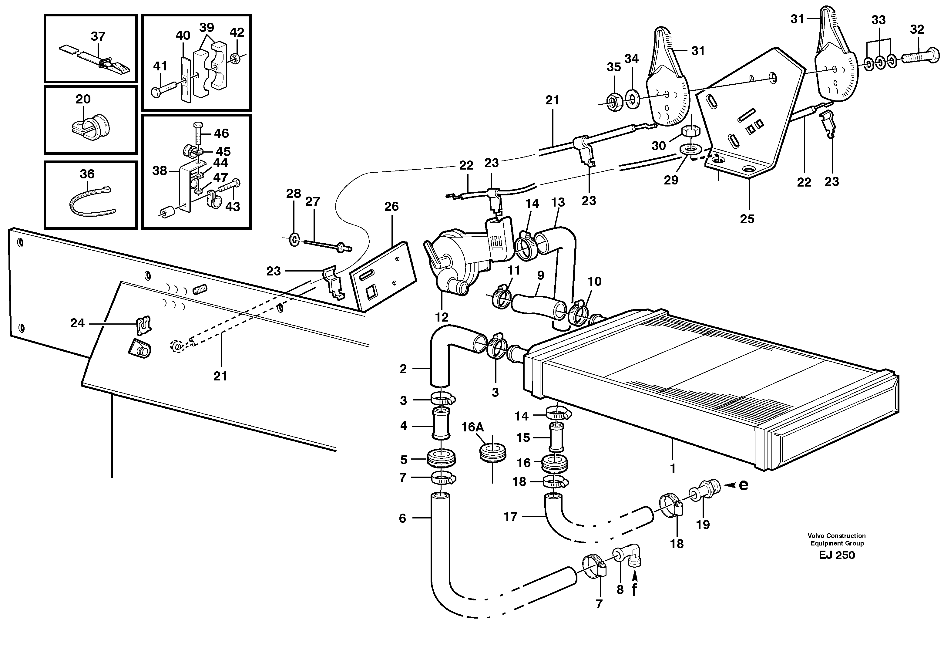 Radiator and control — volvo parts diagram
