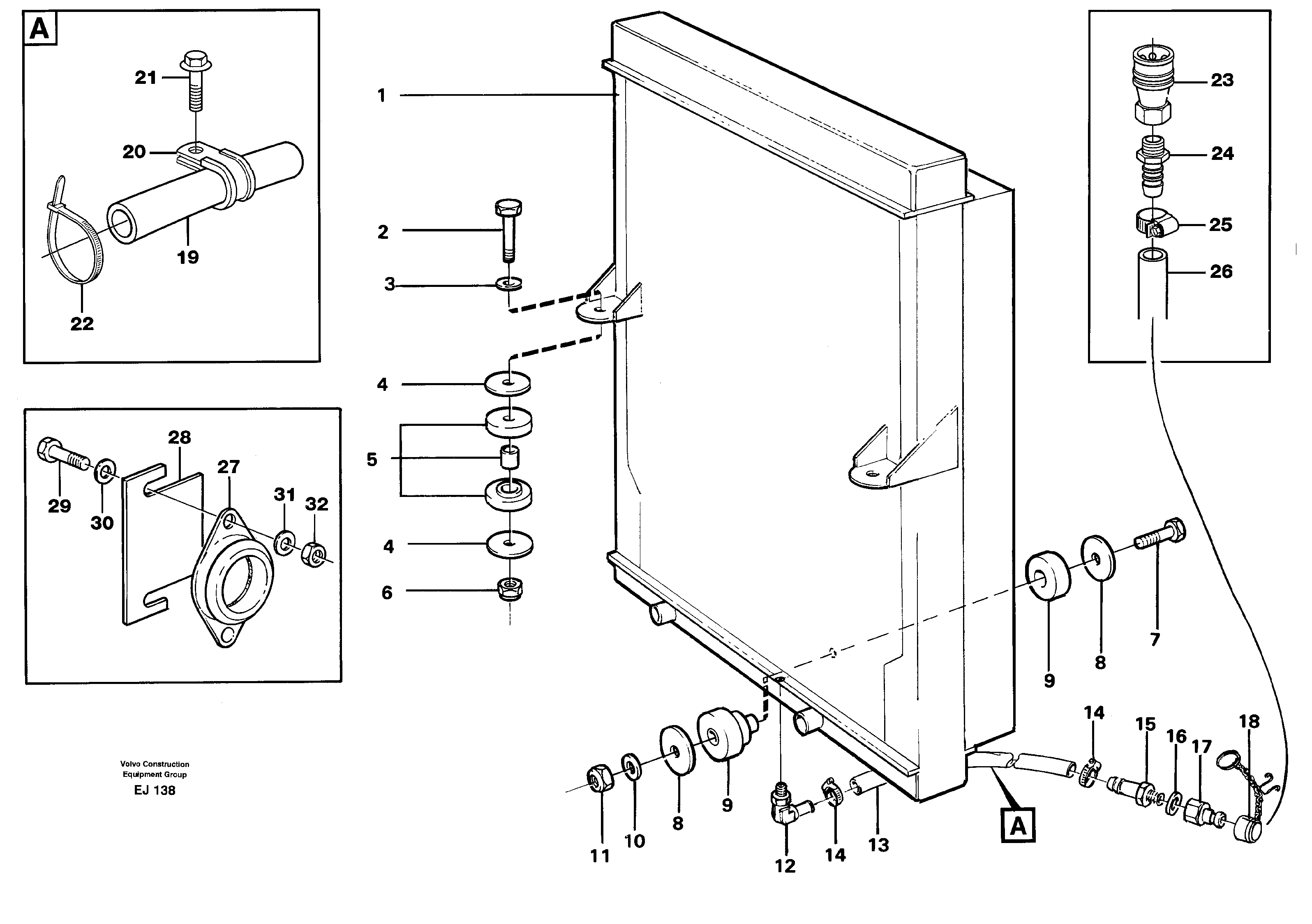 Radiator with fitting parts — volvo parts diagram