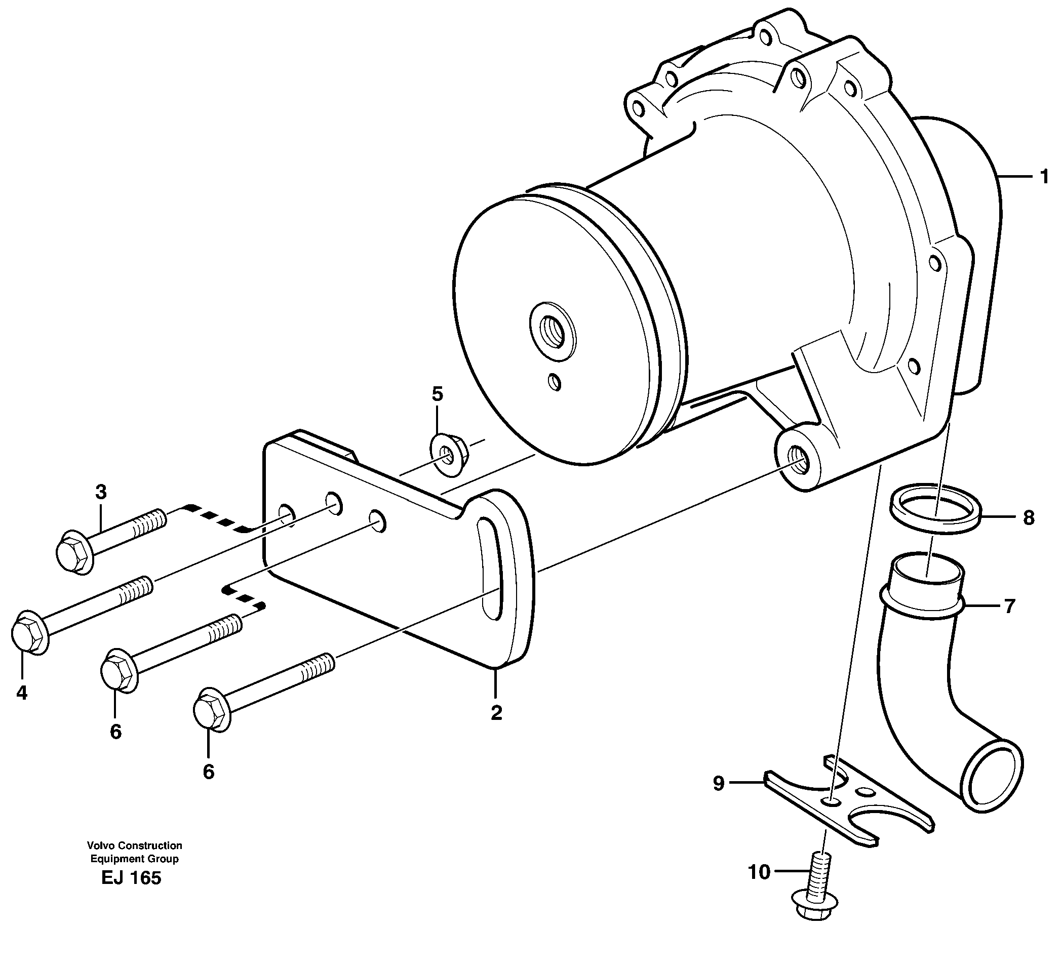 Extra water pump with fitting parts — volvo parts diagram