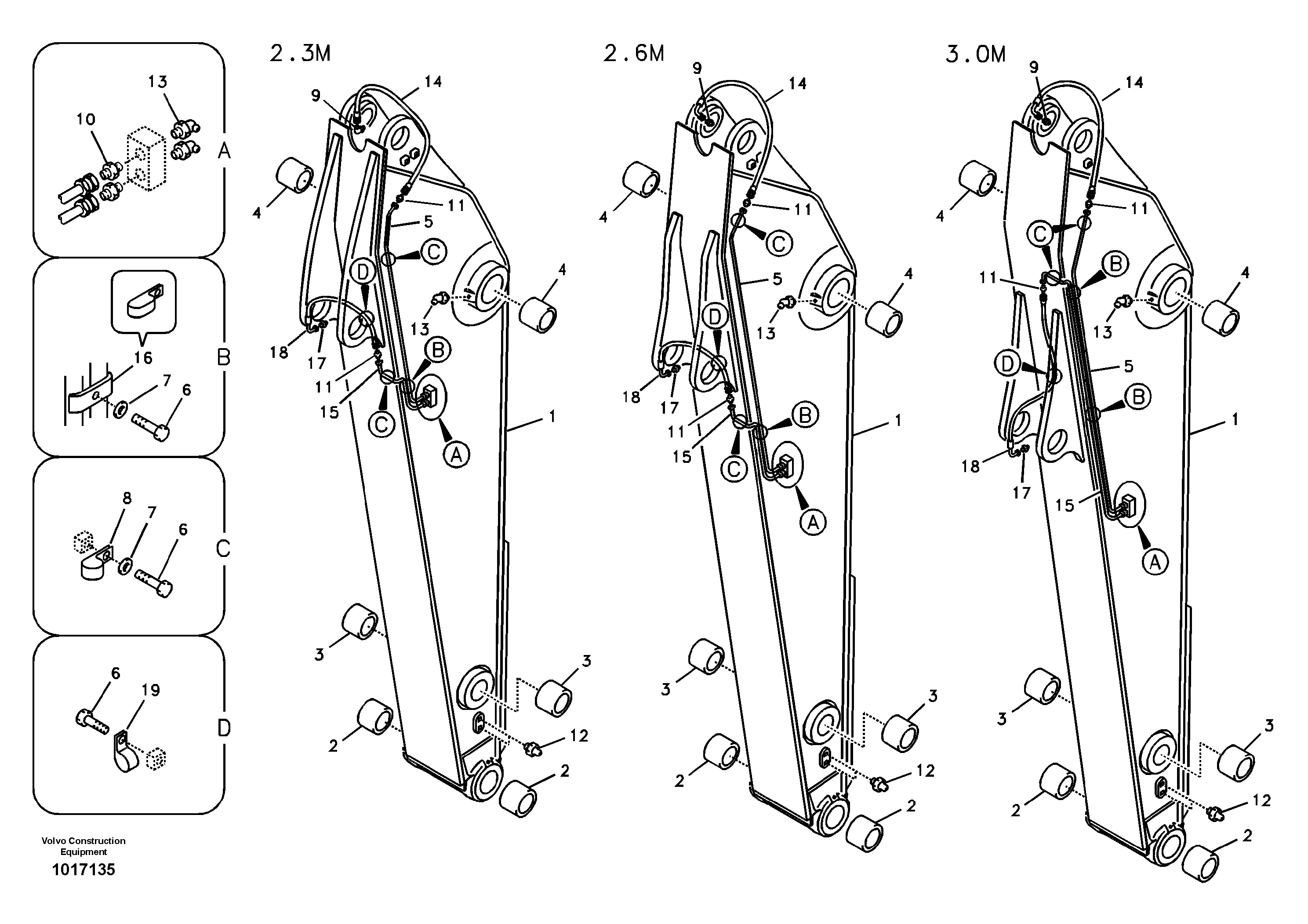Dipper arm and grease piping with piping seat — volvo parts diagram
