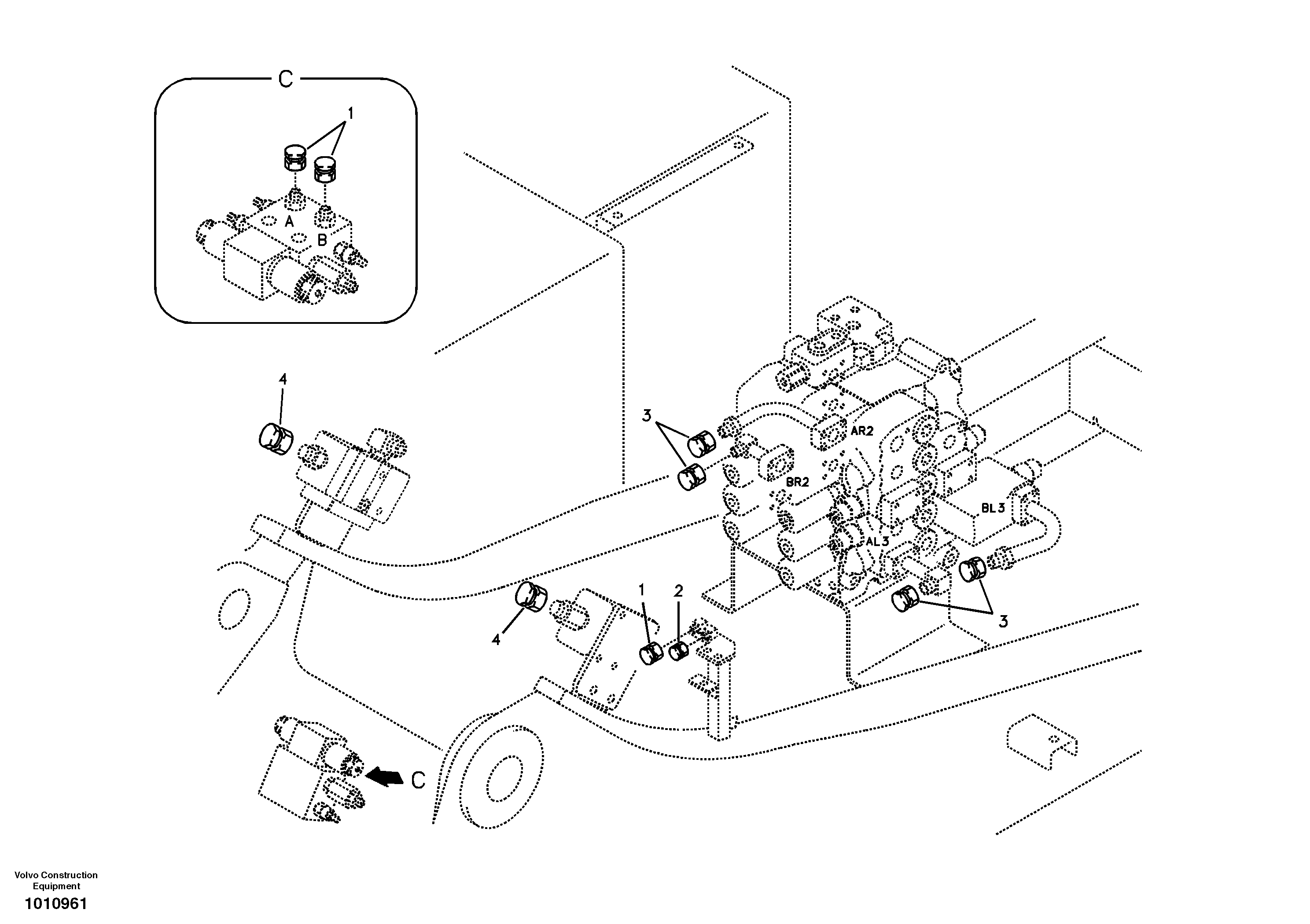 Working hydraulic, hydraulic plugs for no boom — volvo parts diagram