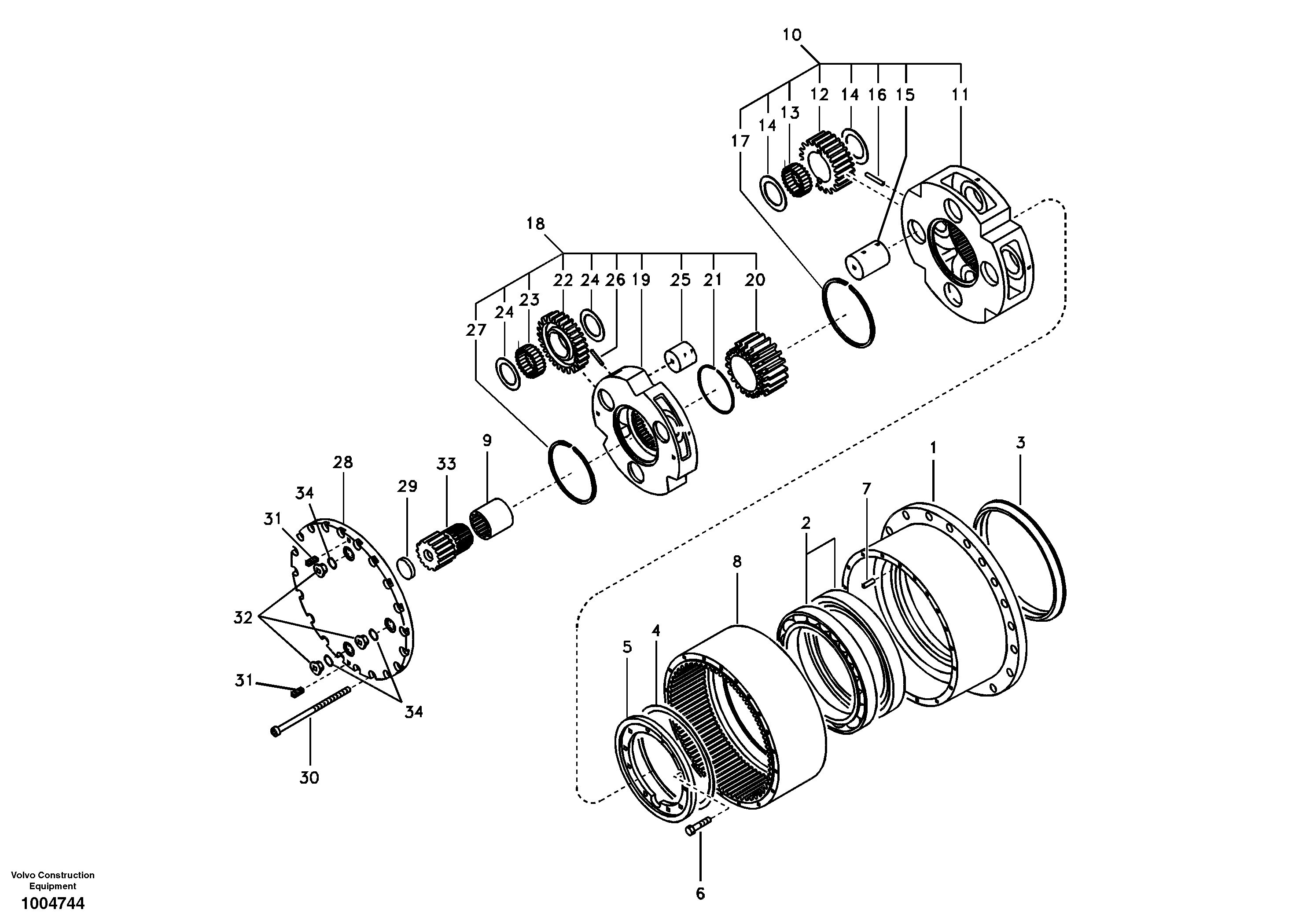 Travel gearbox — volvo parts diagram