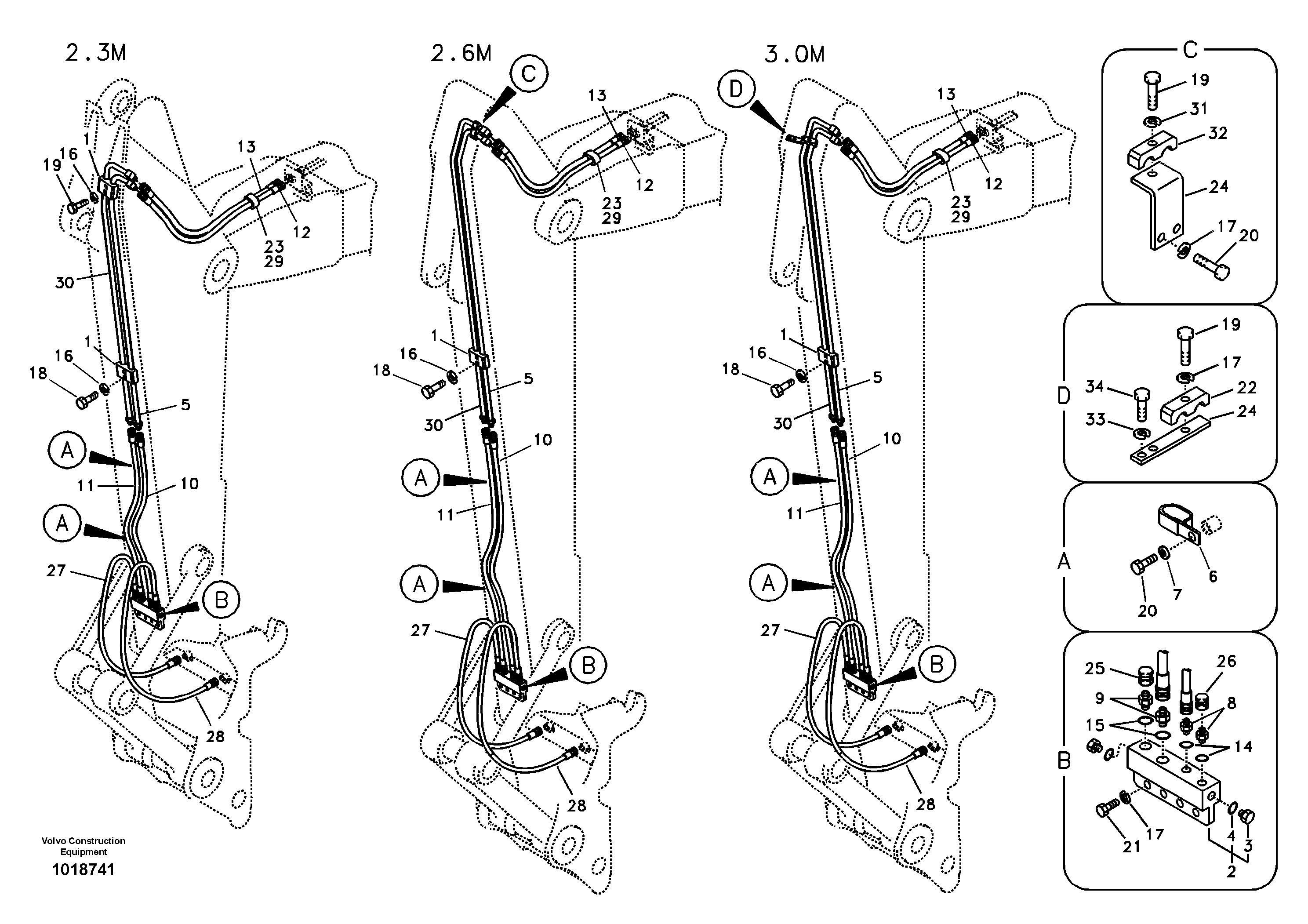 Working hydraulic, quick fit on dipper arm — volvo parts diagram