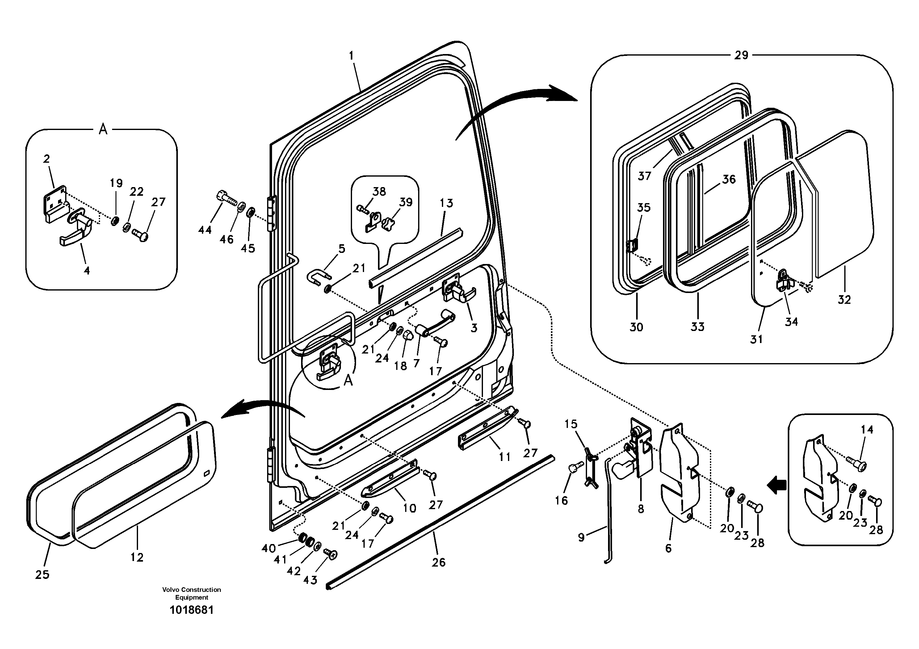 Door, operator's cab — volvo parts diagram