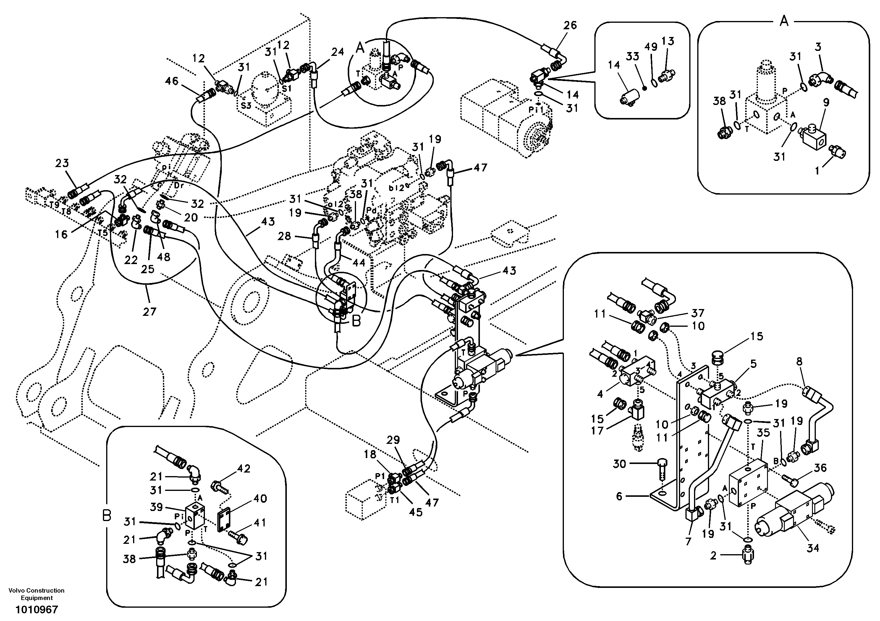 Working hydraulic, hammer and shear for 1st pump flow — volvo parts diagram