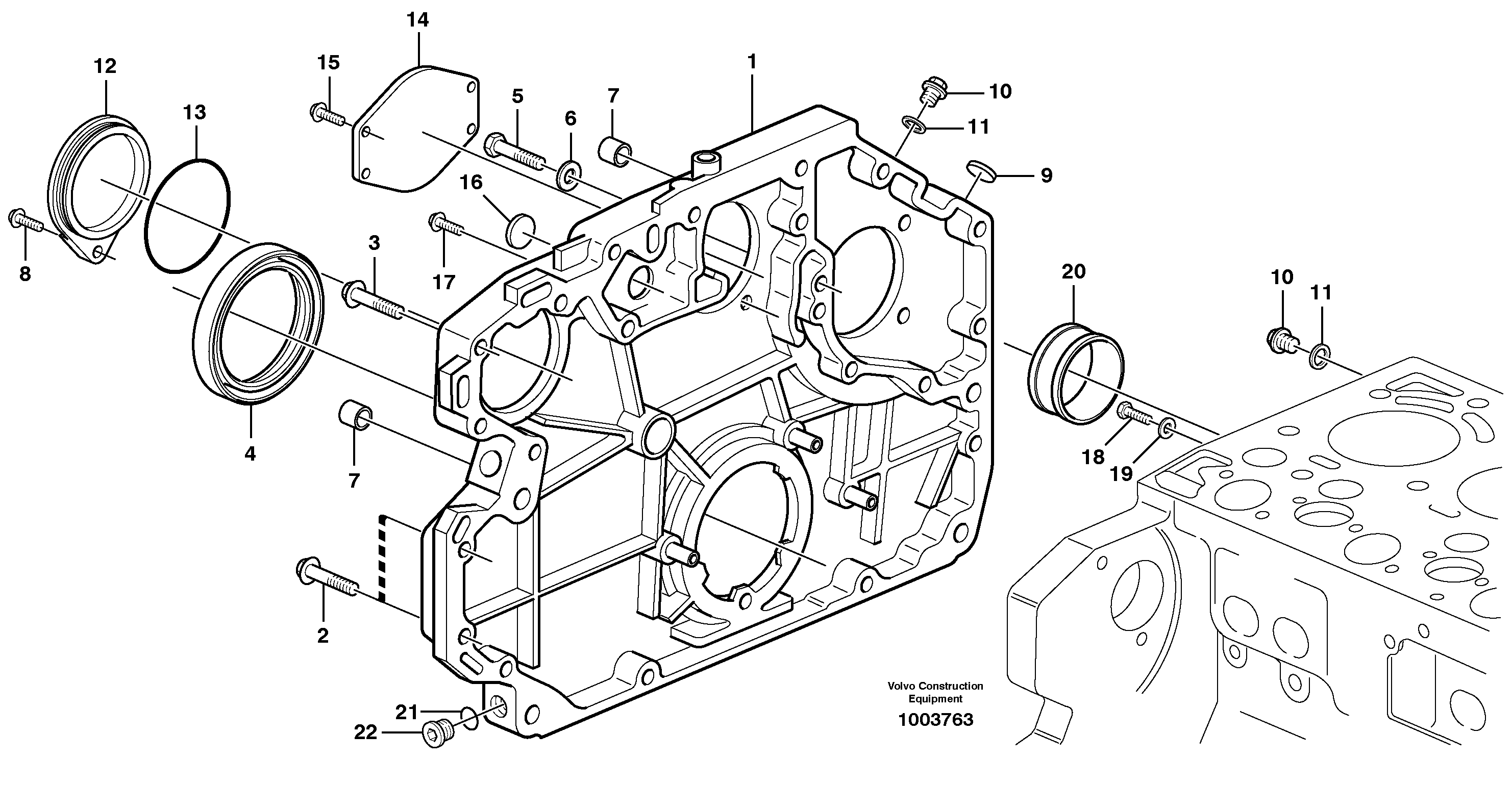 Timing gear casing and gears — volvo parts diagram