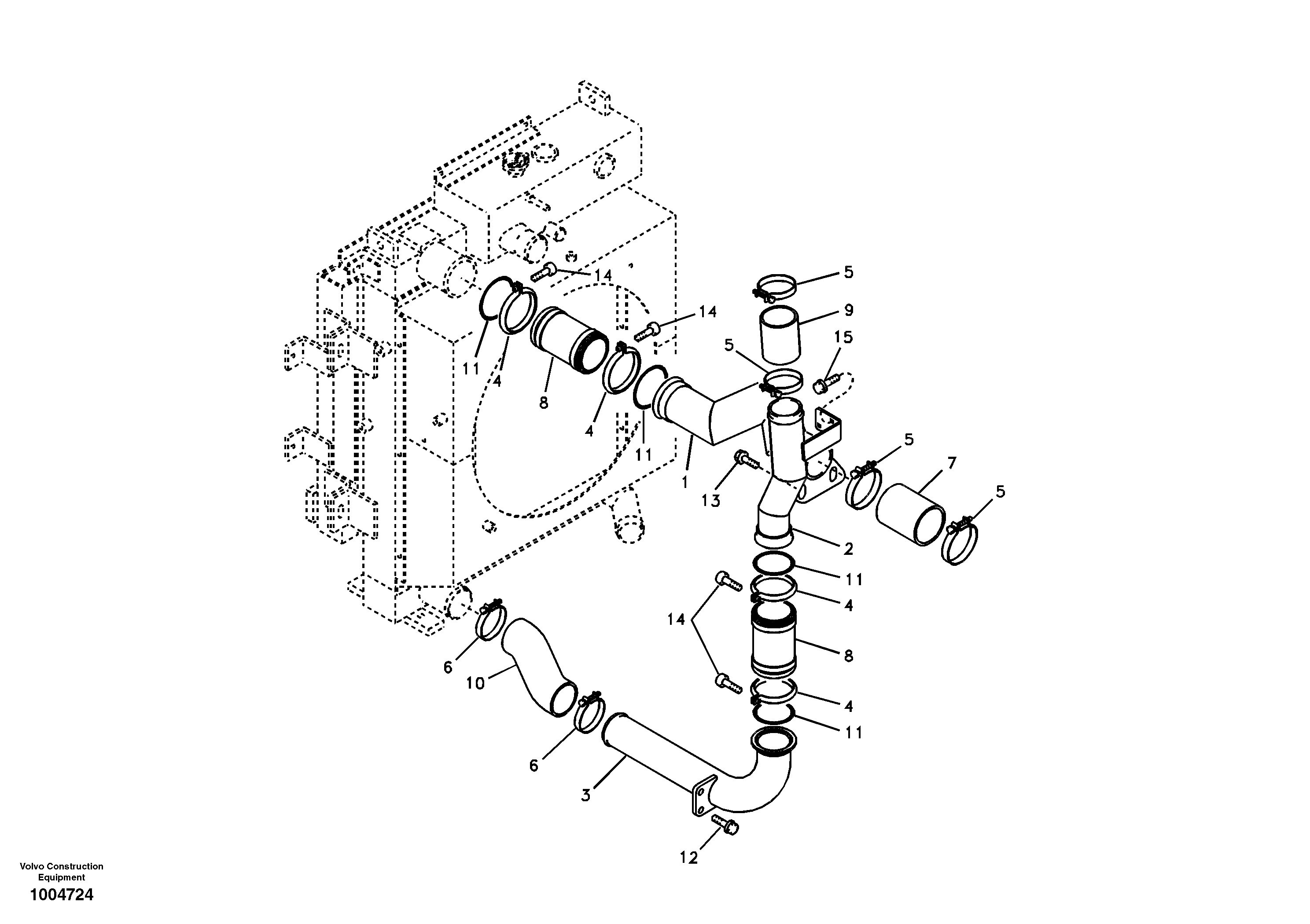 Charge air cooler, plumbing — volvo parts diagram
