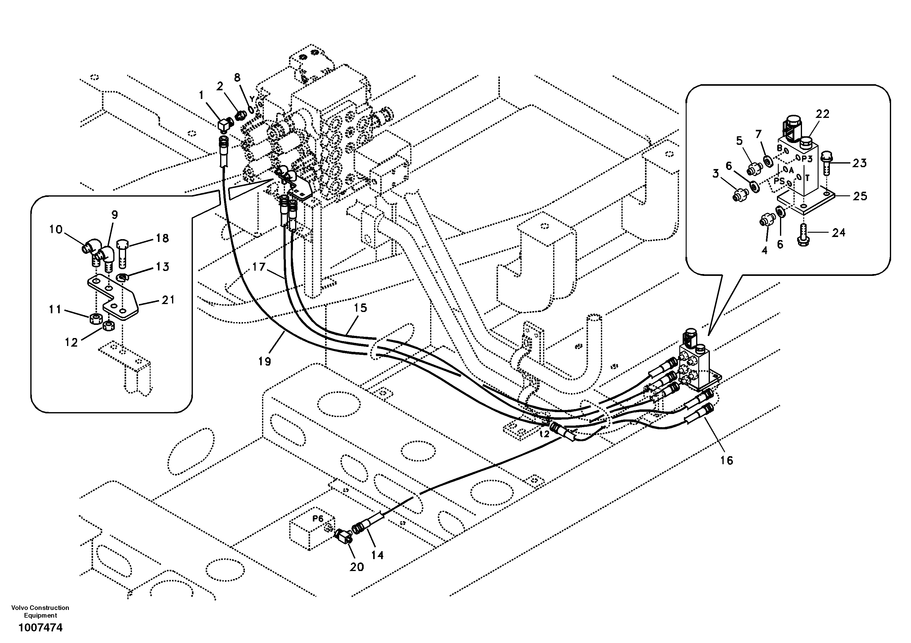 Working hydraulic, quick fit on upper frame — volvo parts diagram