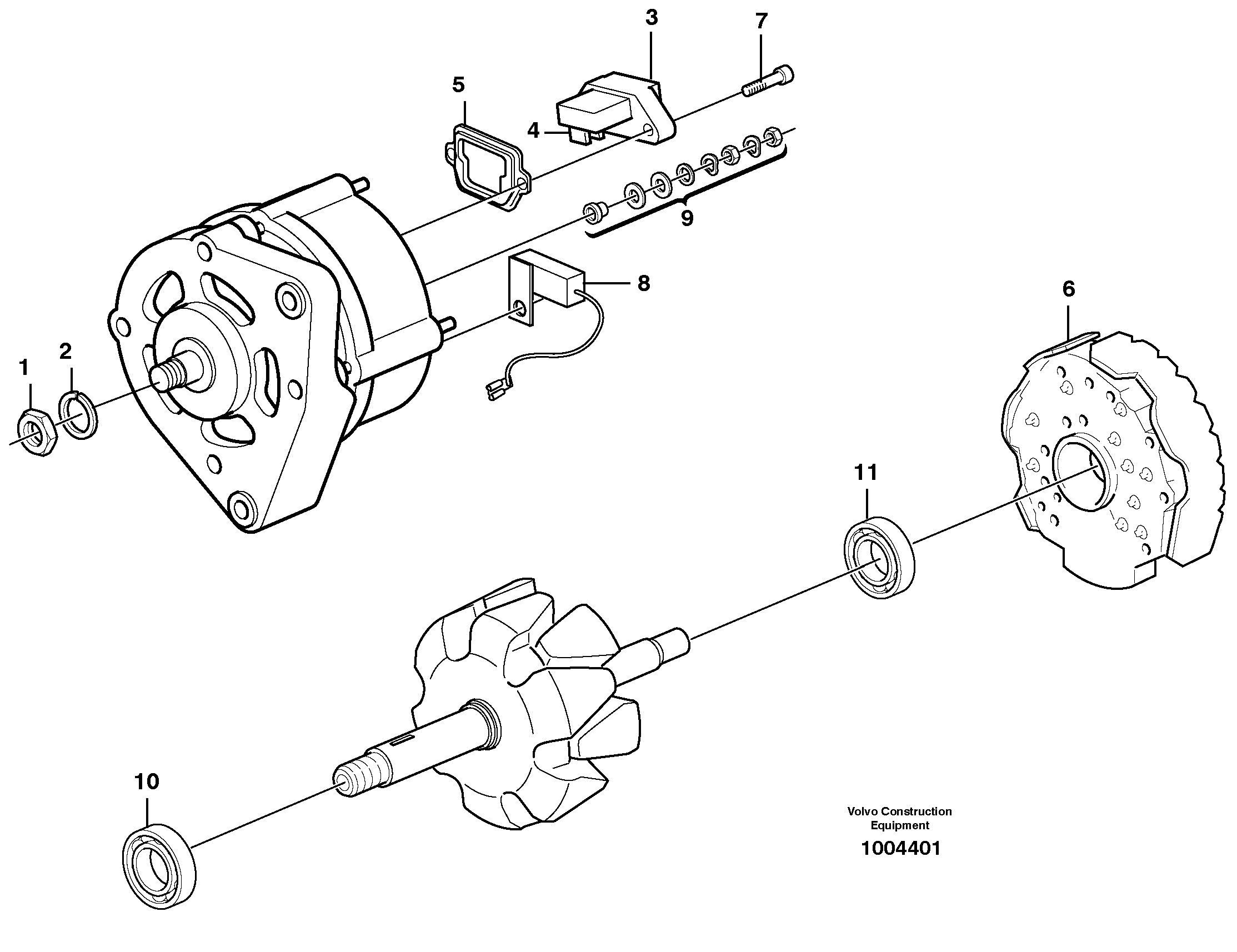 Alternator  ENG S/N -992024 — volvo parts diagram