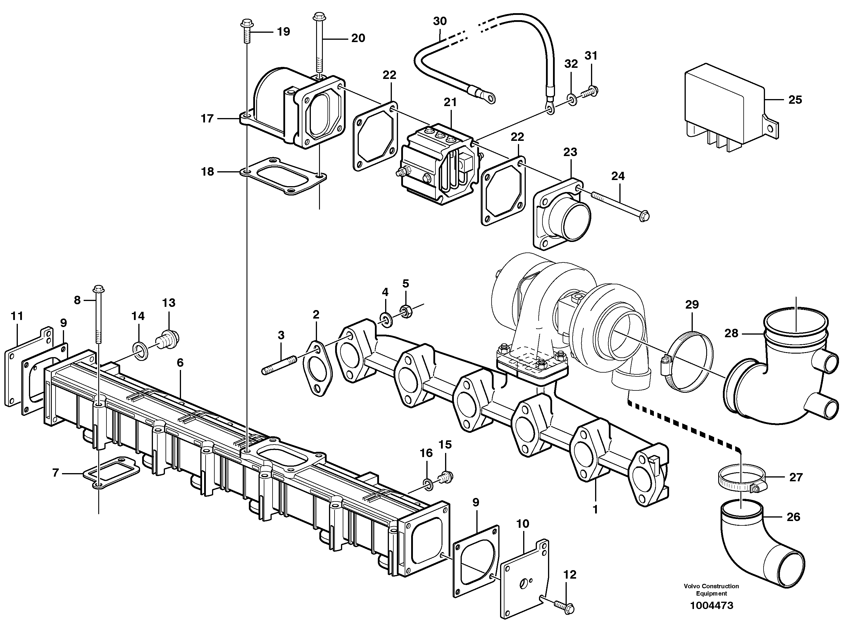 Inlet manifold and exhaust manifold — volvo parts diagram