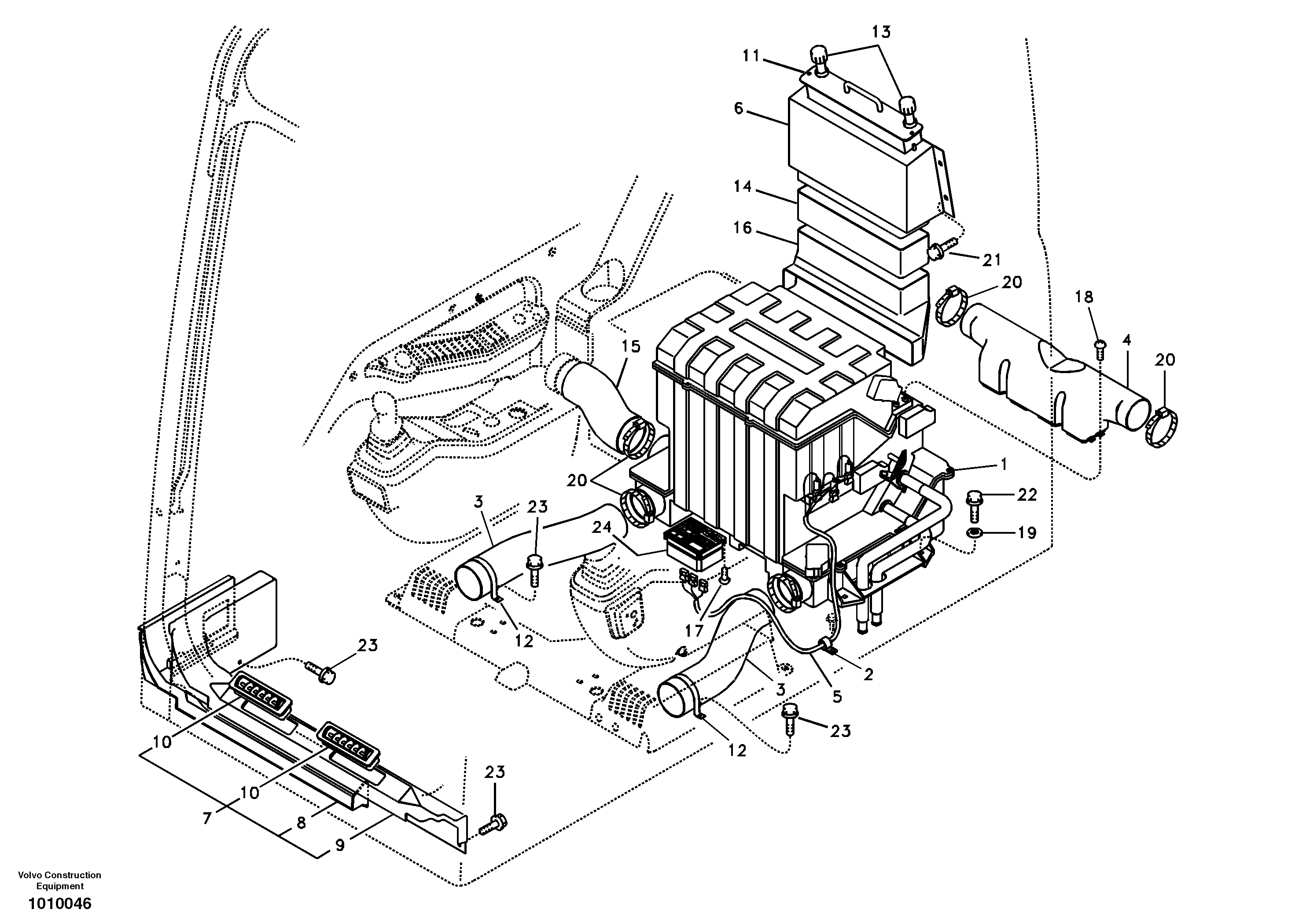 Air duct in cabin and cabin floor — volvo parts diagram