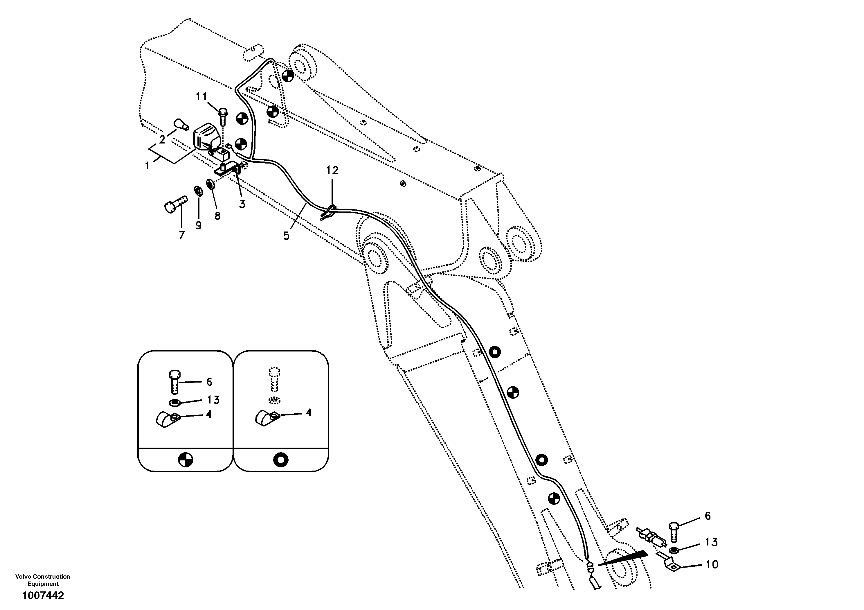 Working lamp on boom — volvo parts diagram
