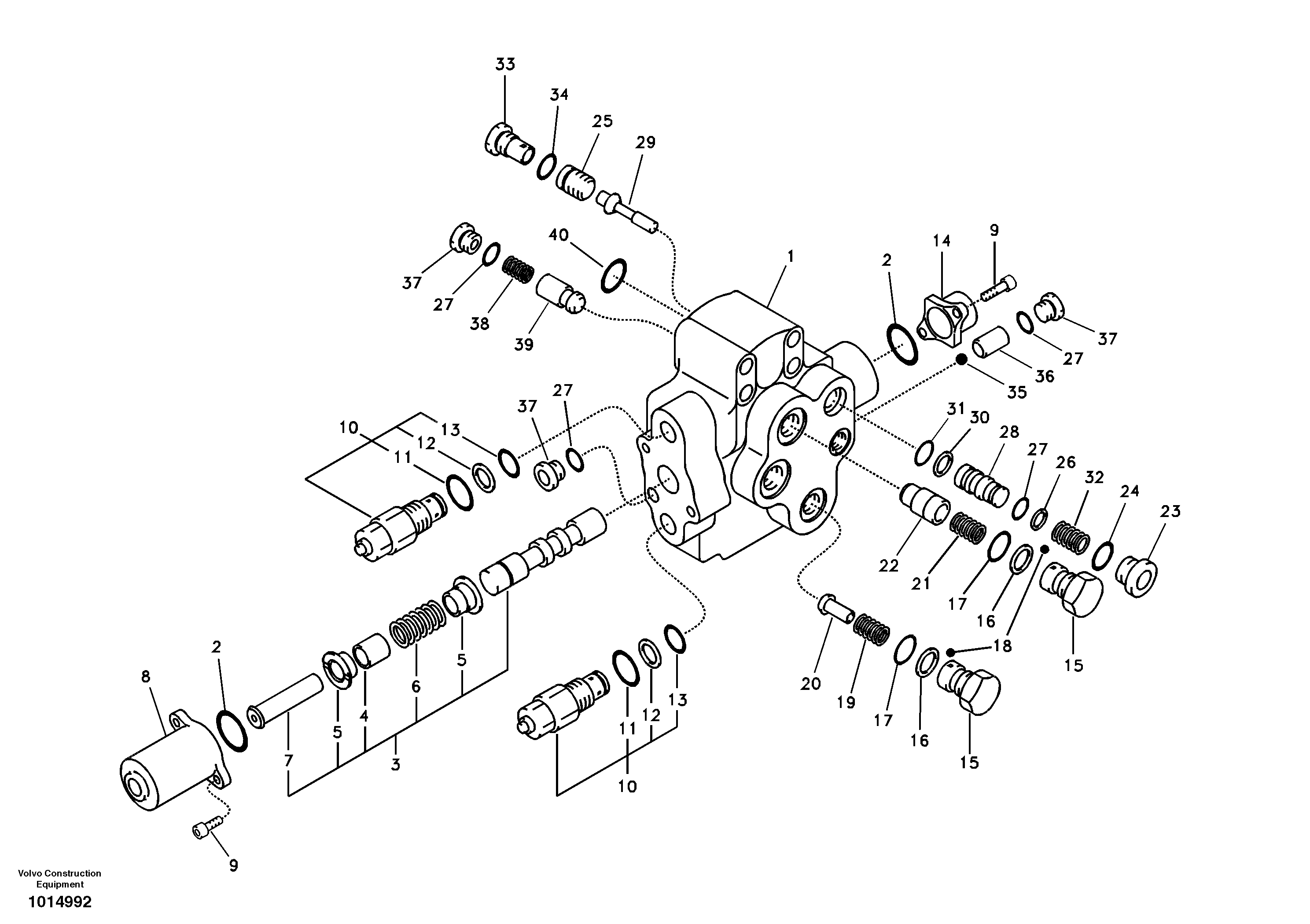 Working hydraulic, adjustable boom control valve — volvo parts diagram