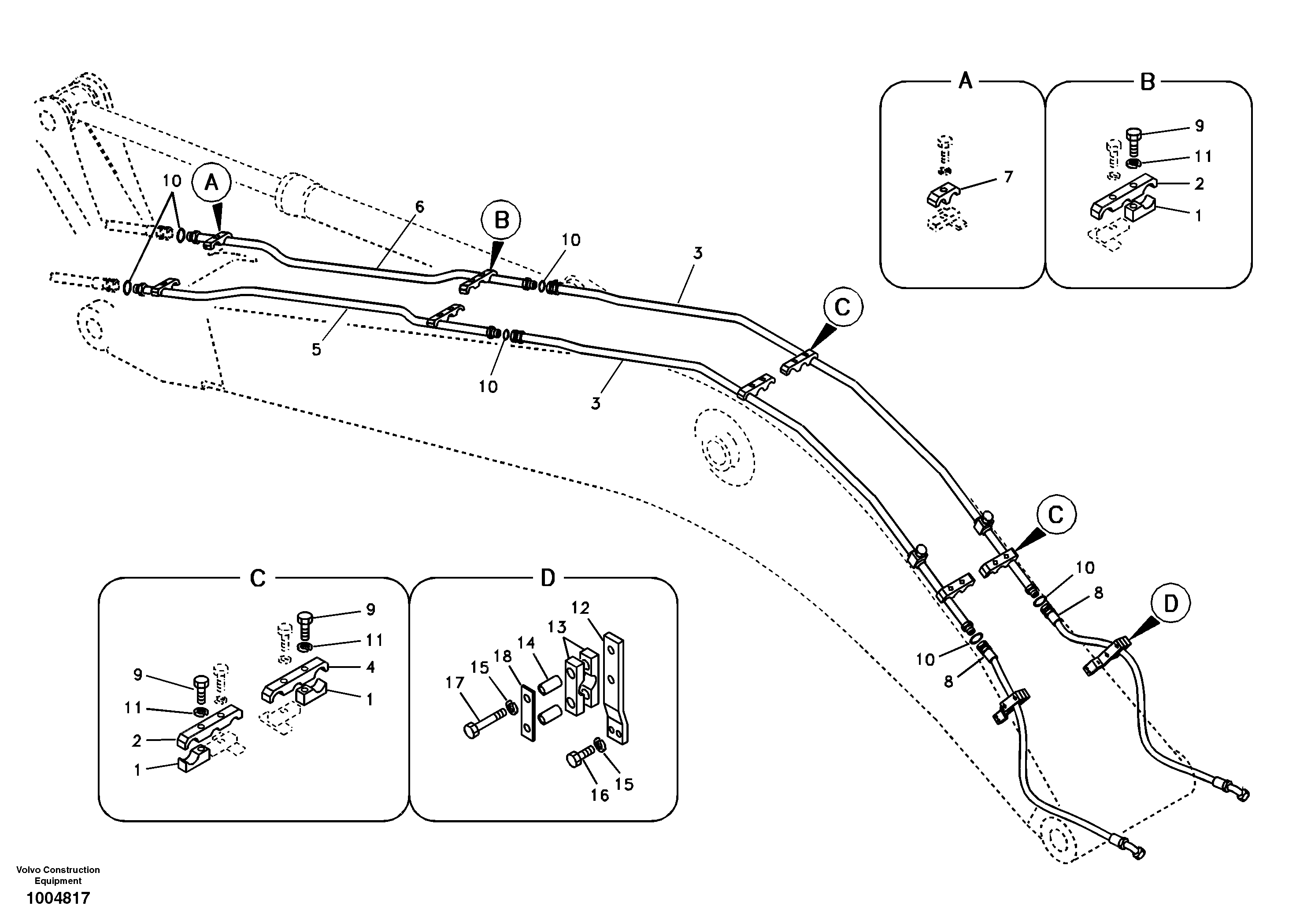 Working hydraulic, hammer and shear for boom — volvo parts diagram