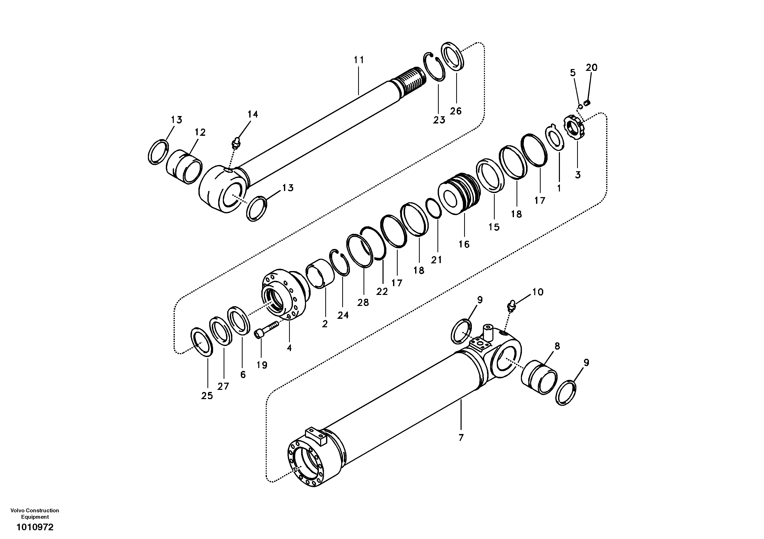 Dozer blade cylinder — volvo parts diagram