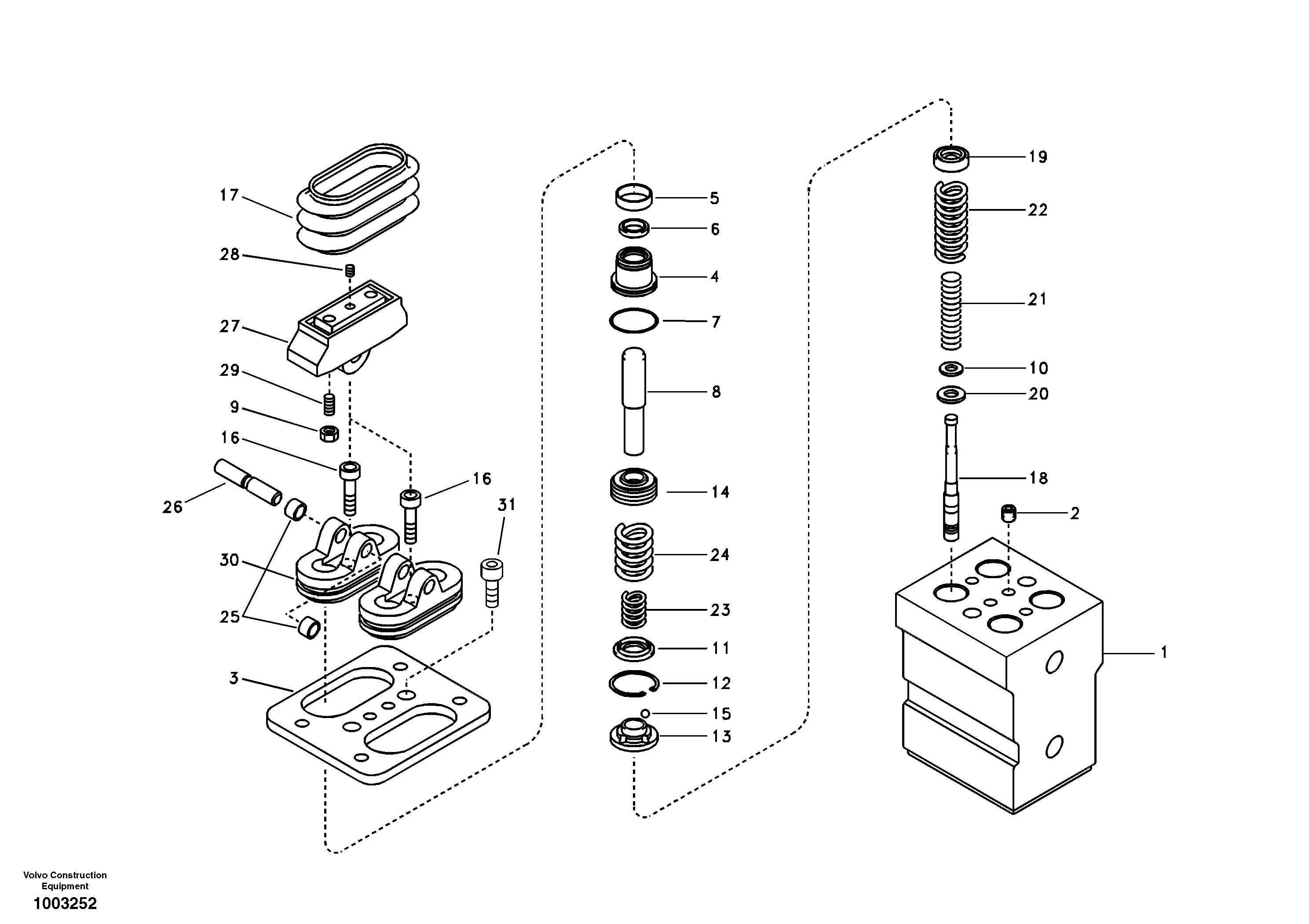 Remote control valve pedal, travel motor — volvo parts diagram