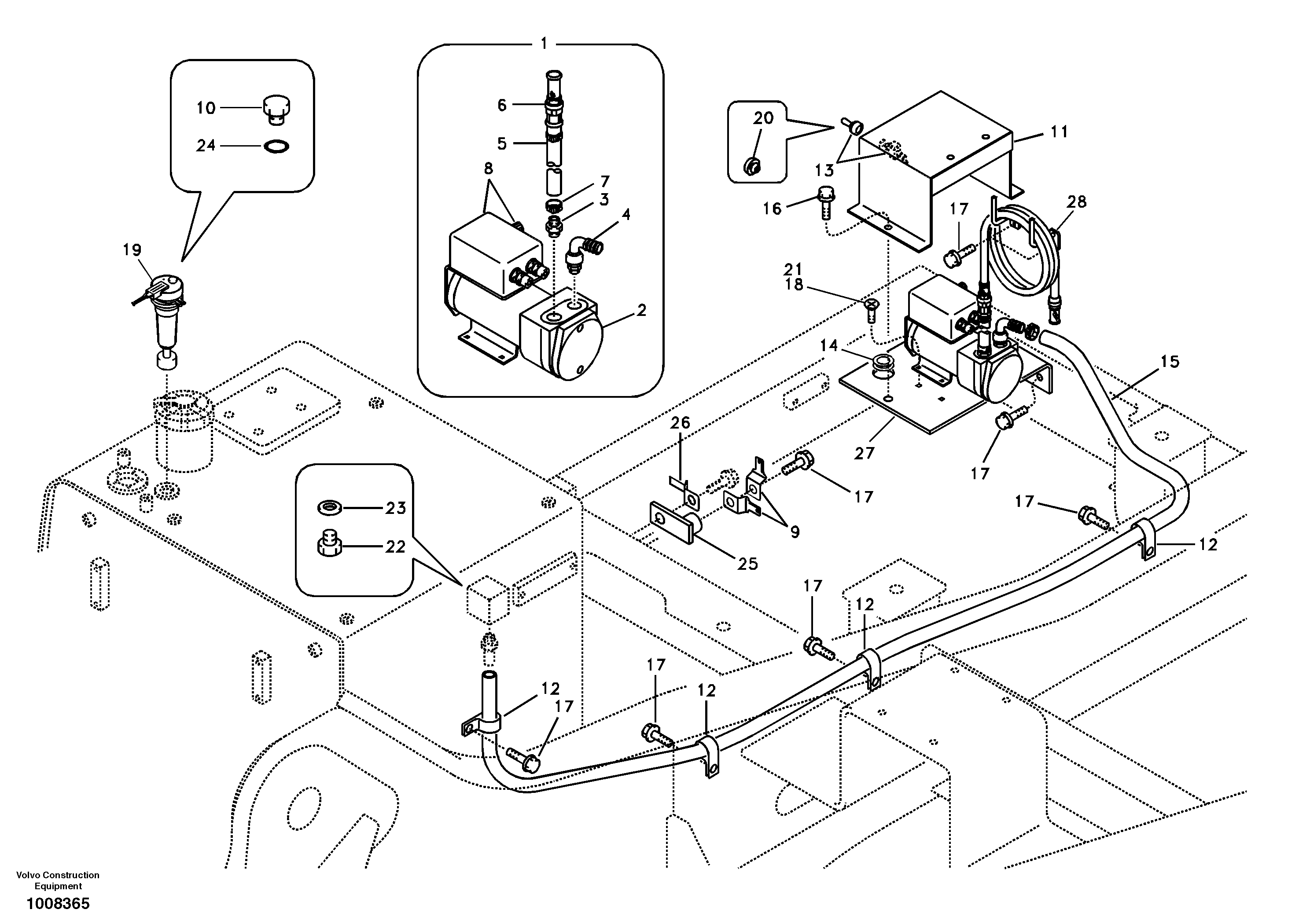 Fuel filling pump with assembling details — volvo parts diagram