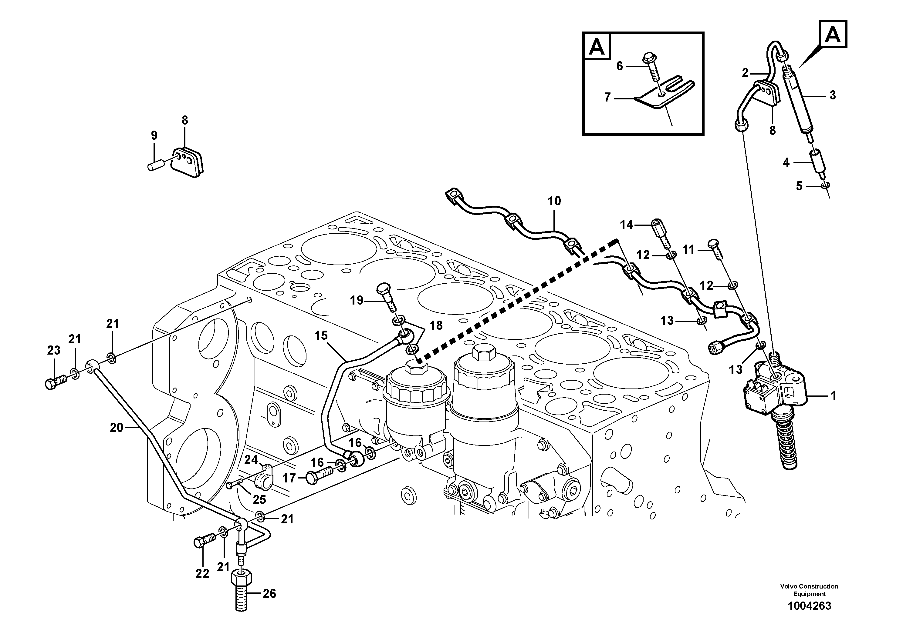 Fuel lines and injectors — volvo parts diagram