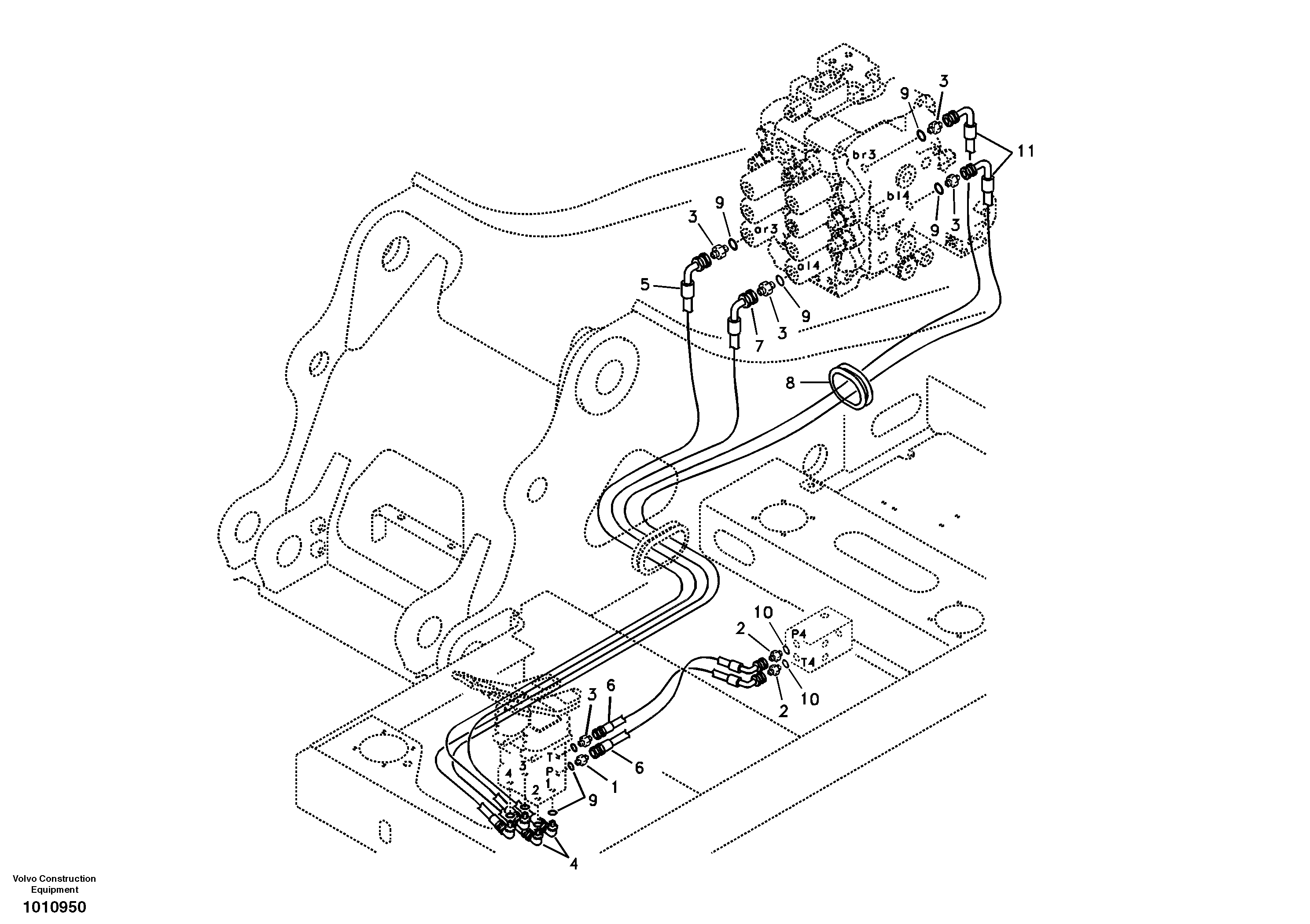 Servo system, control valve to remote control valve pedal — volvo parts diagram