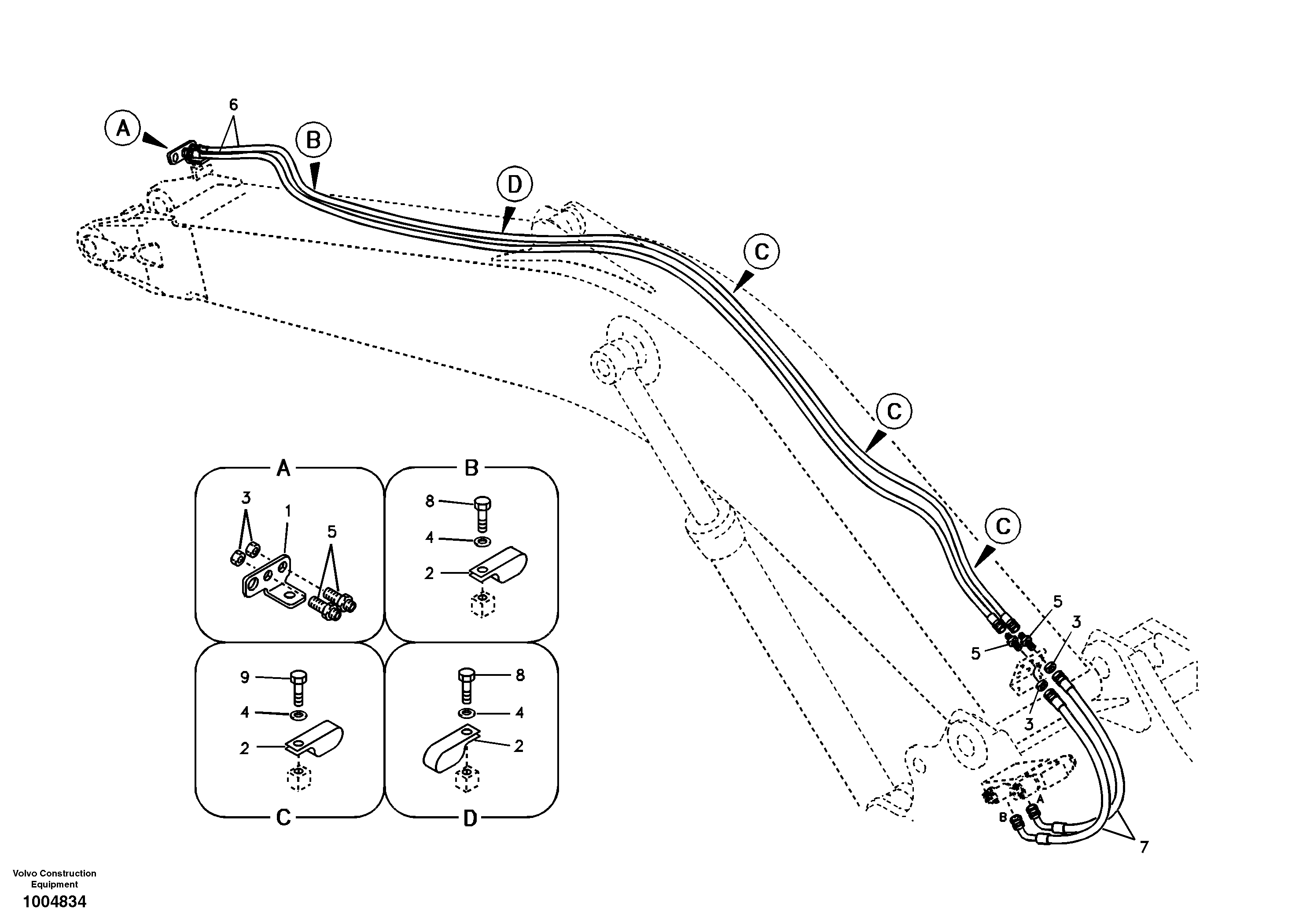 Working hydraulic, slope and rotator on boom — volvo parts diagram