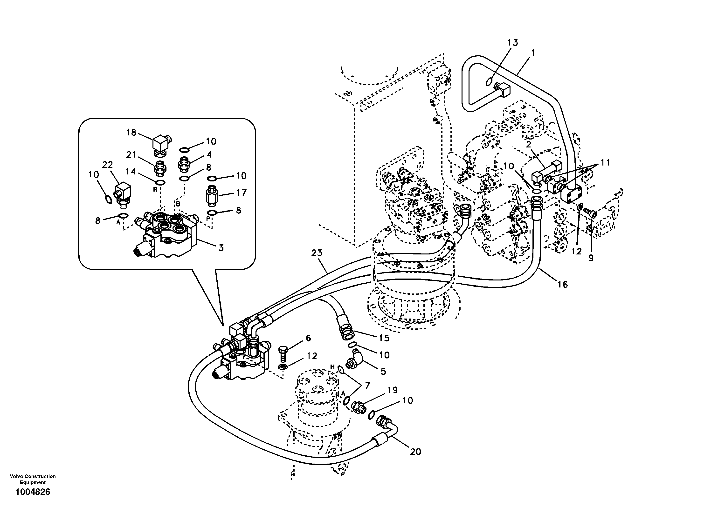 Working hydraulic, dozer blade — volvo parts diagram