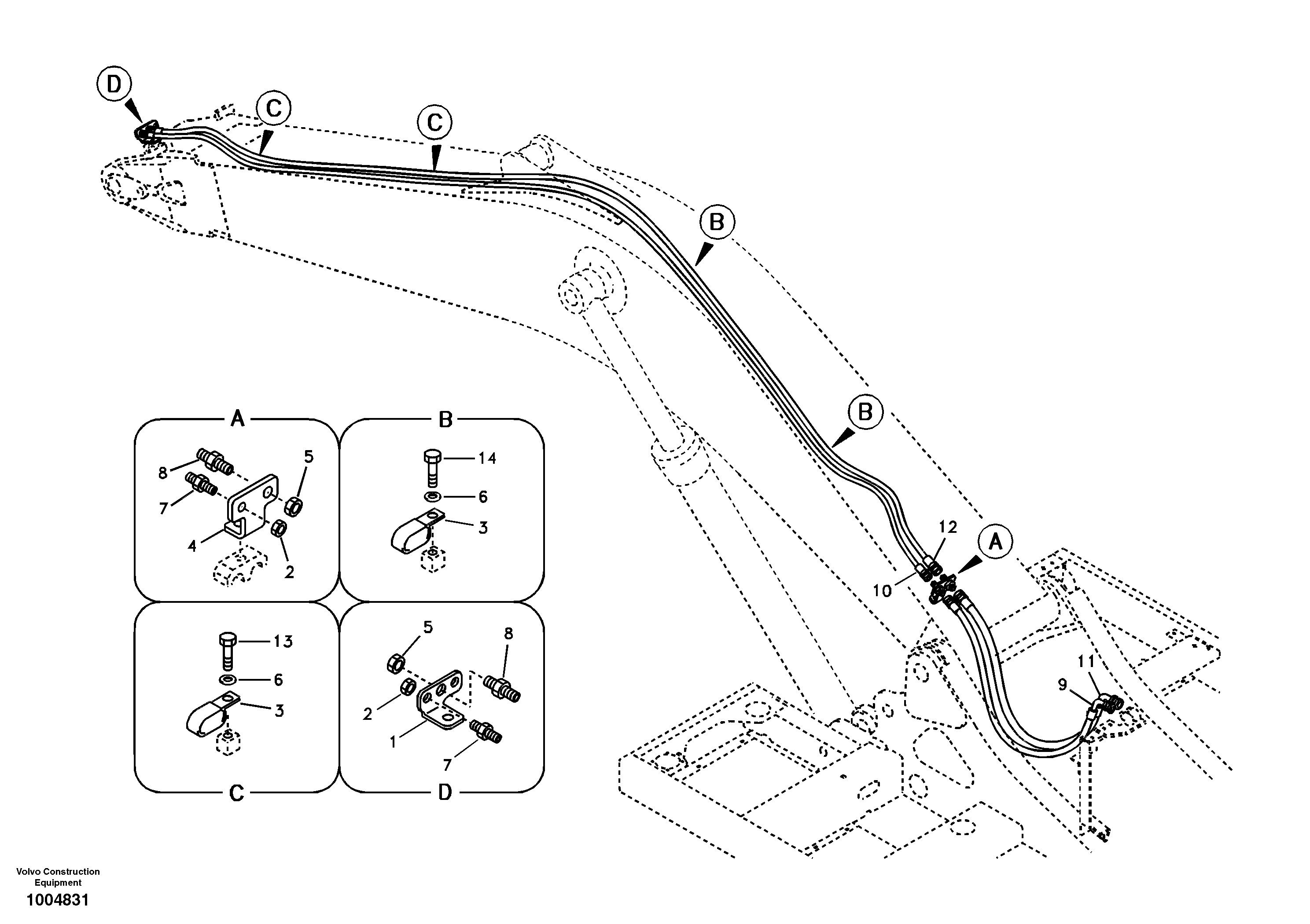 Working hydraulic, quick fit on boom — volvo parts diagram