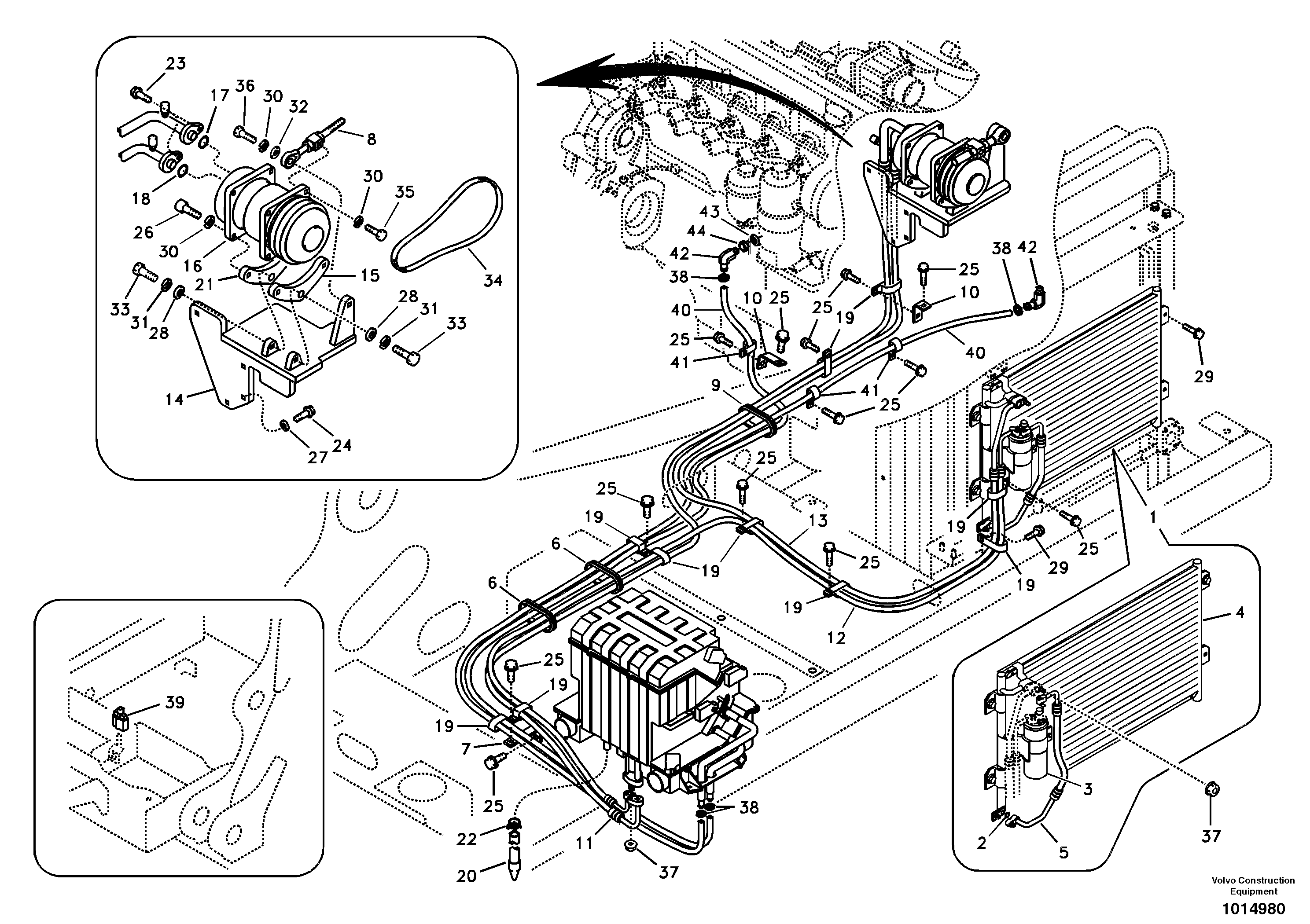 Air conditioning line, cooling and heater — volvo parts diagram