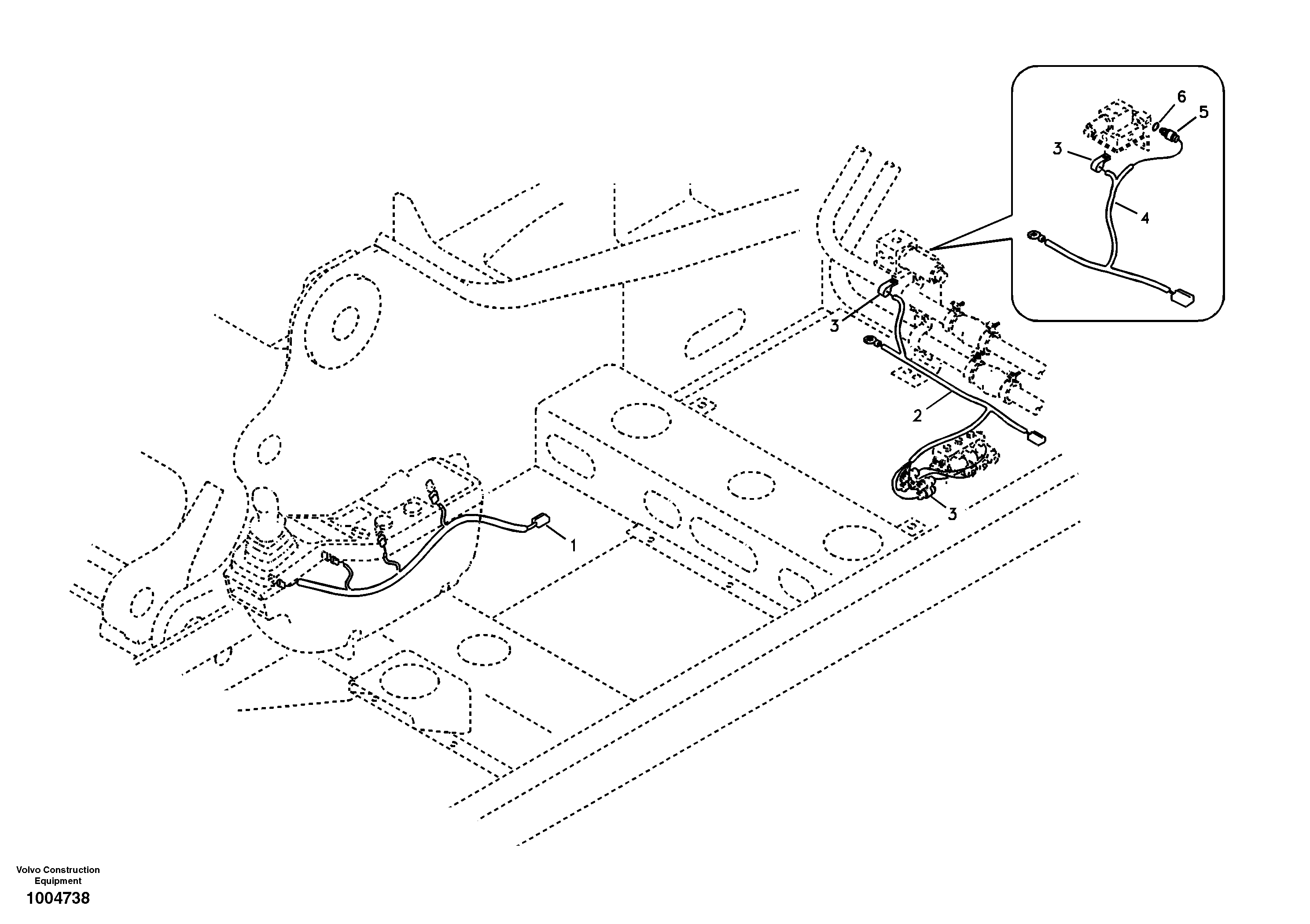 Cable and wire harness for clamshell bucket — volvo parts diagram