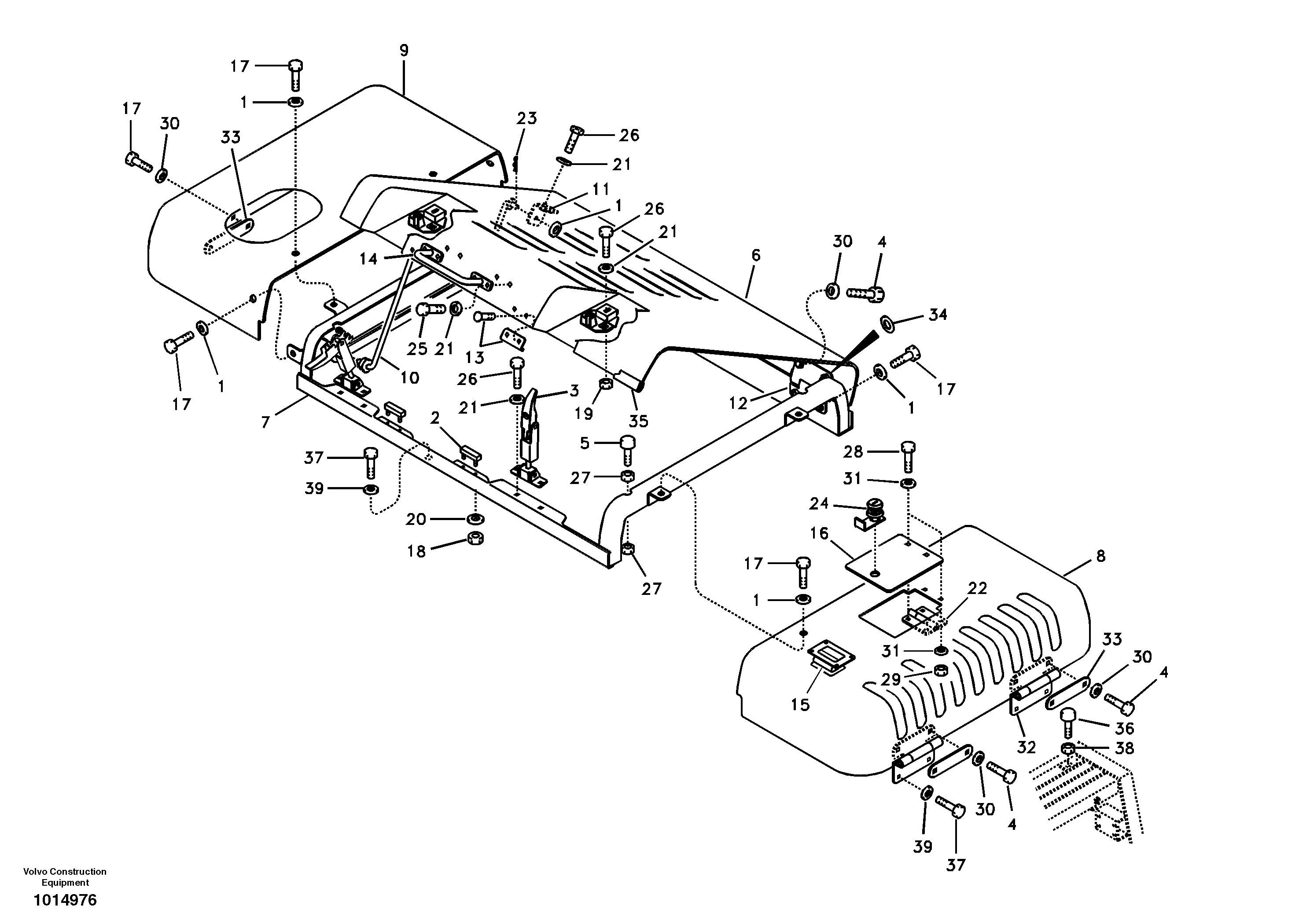 Cowl frame, cover and hood — volvo parts diagram