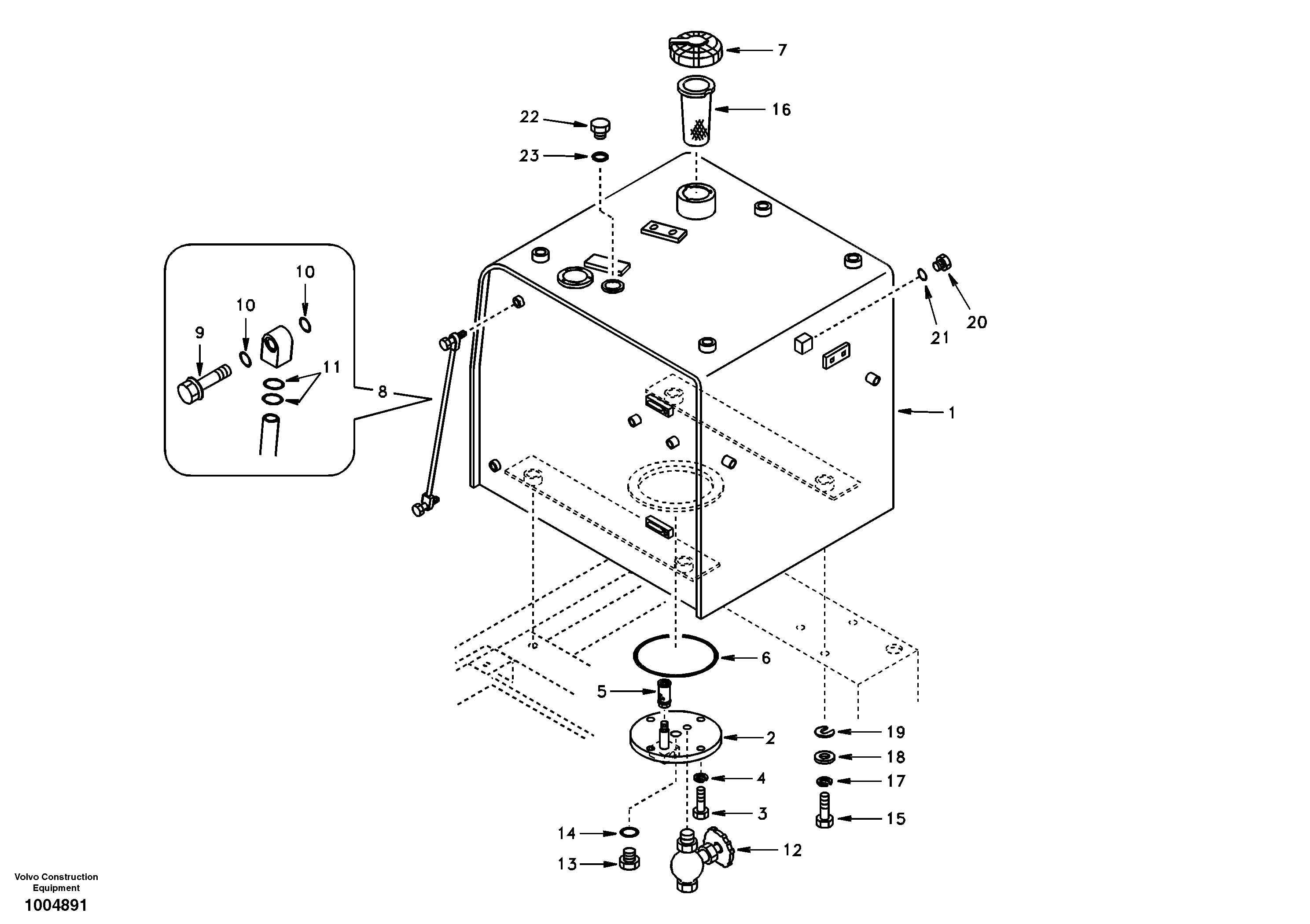 Fuel tank with fitting parts — volvo parts diagram