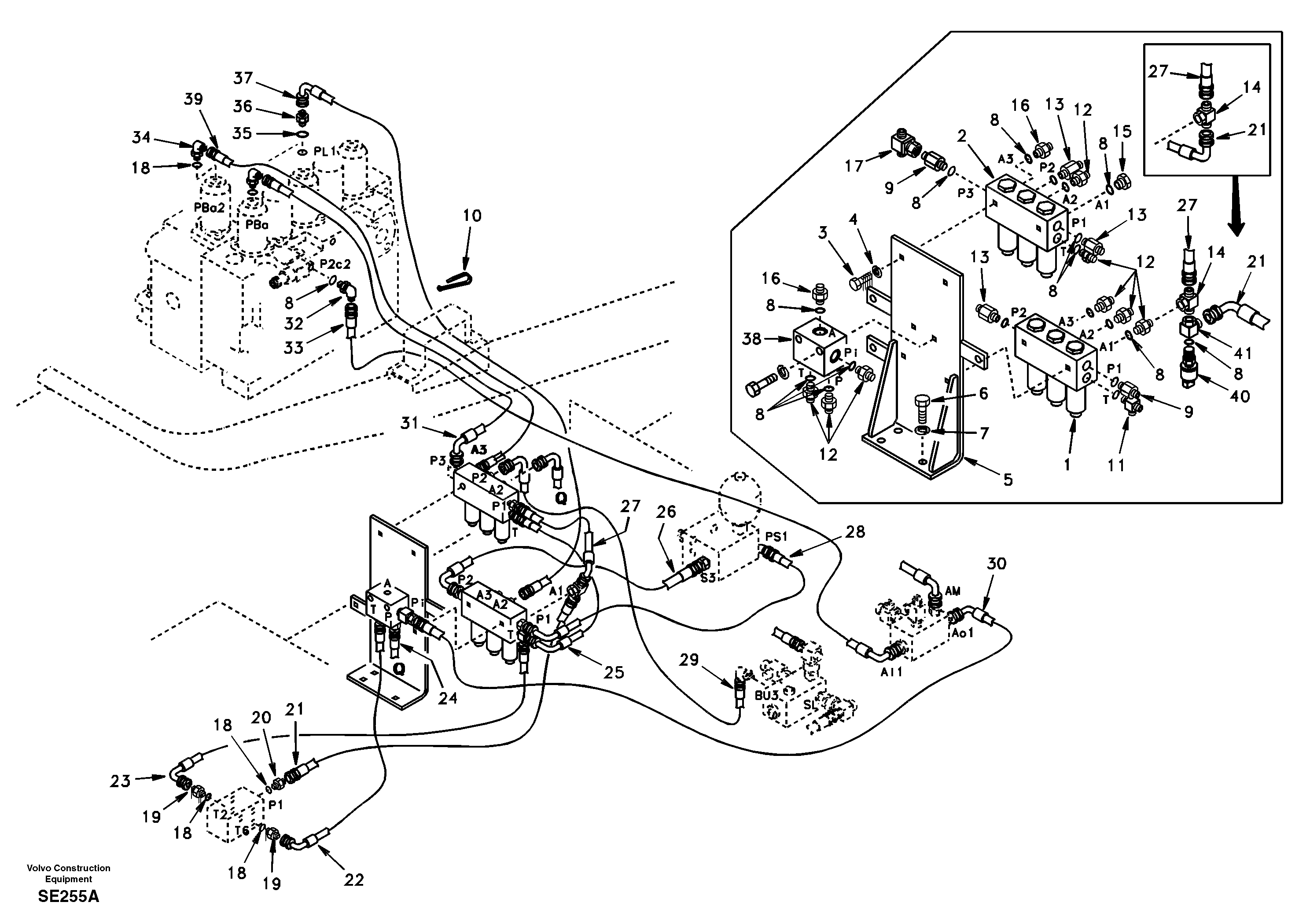 Servo system, control valve to solenoid valve — volvo parts diagram