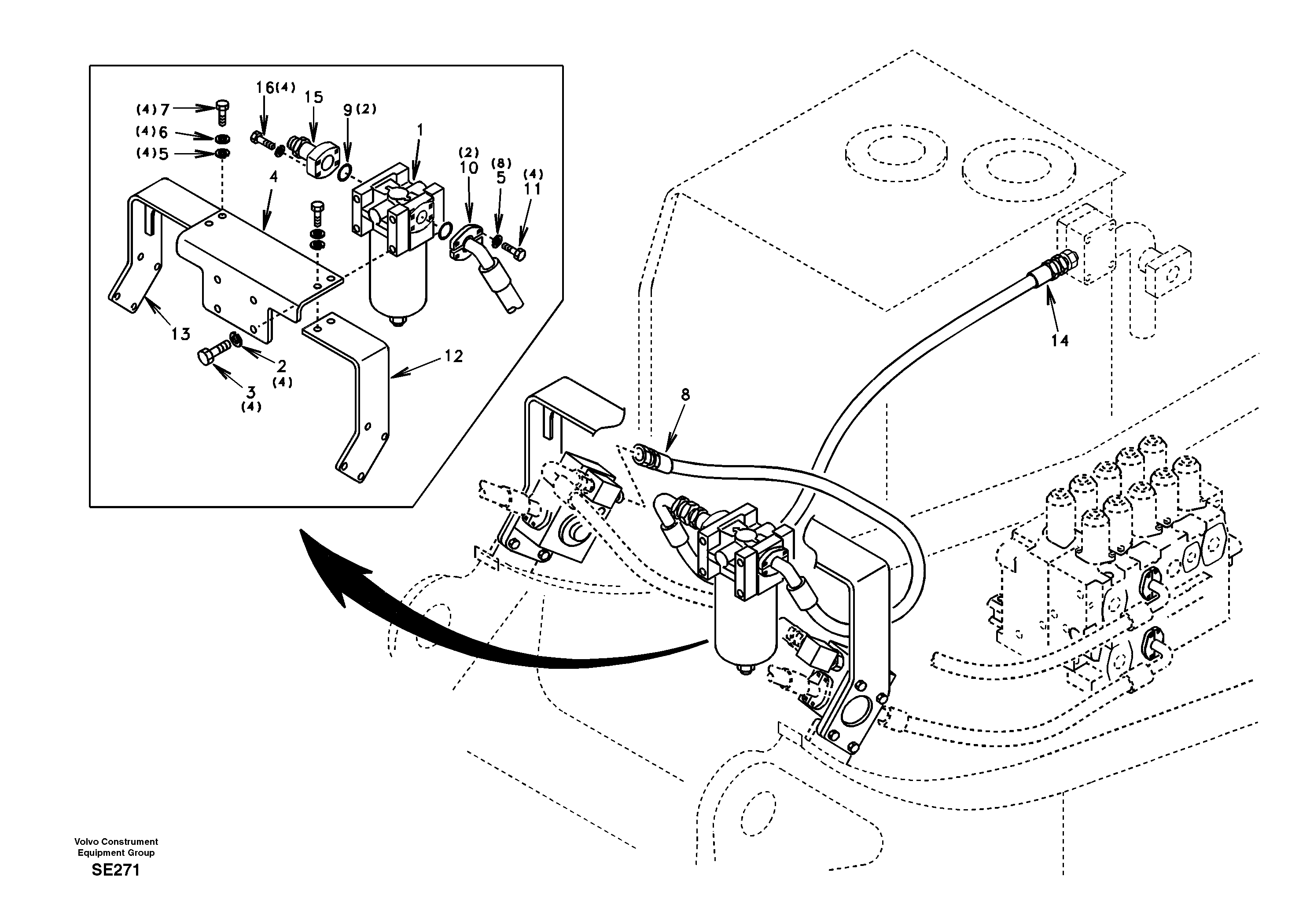 Working hydraulic, hammer and shear for return filter — volvo parts diagram