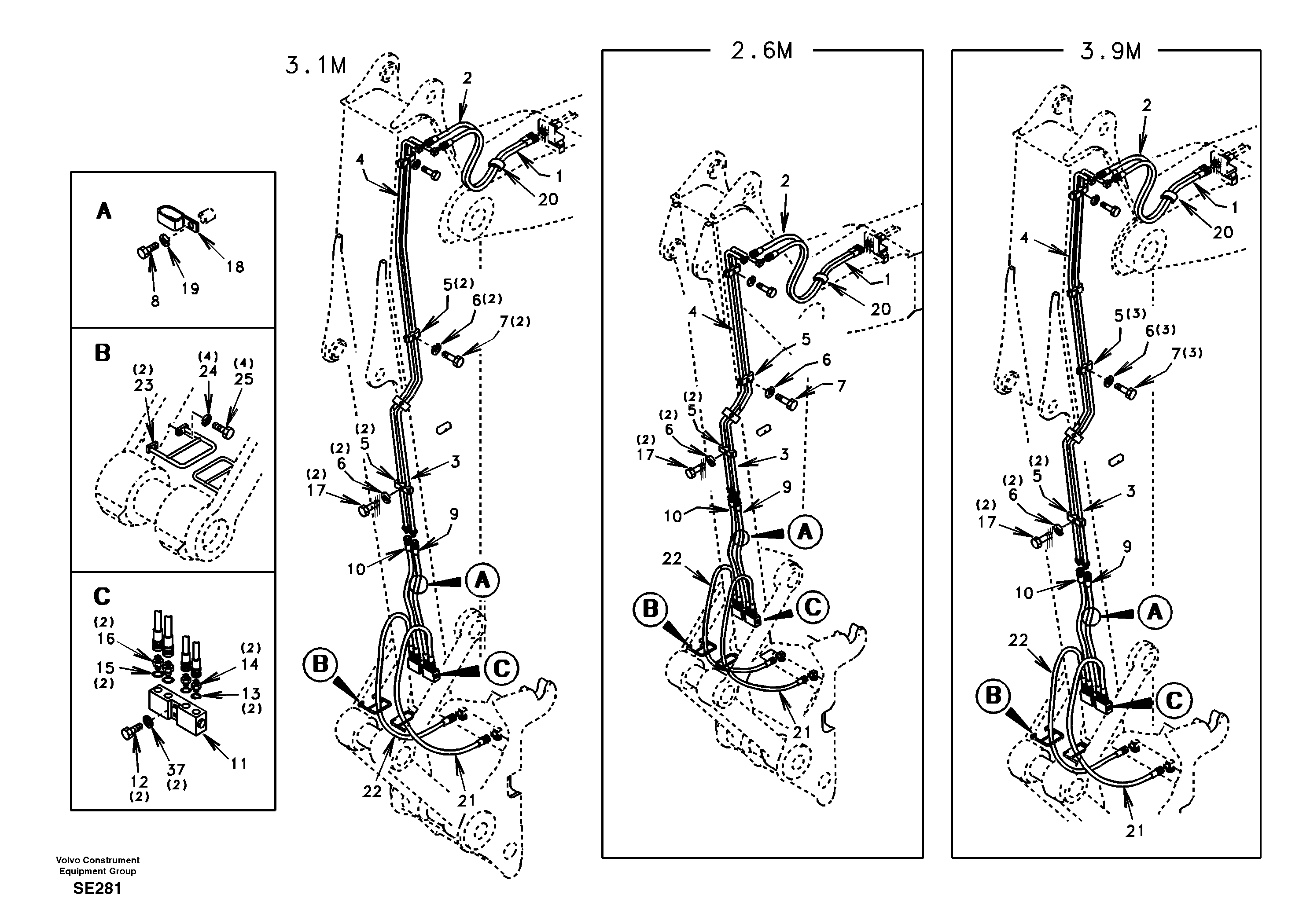 Quickfit hydraulic, dipper arm — volvo parts diagram