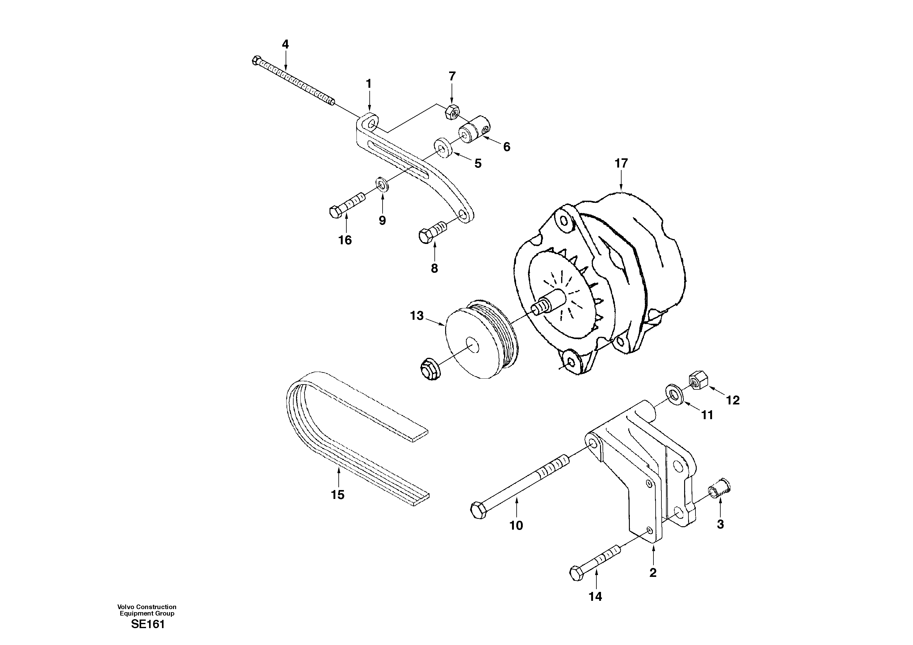 Alternator with assembling details — volvo parts diagram