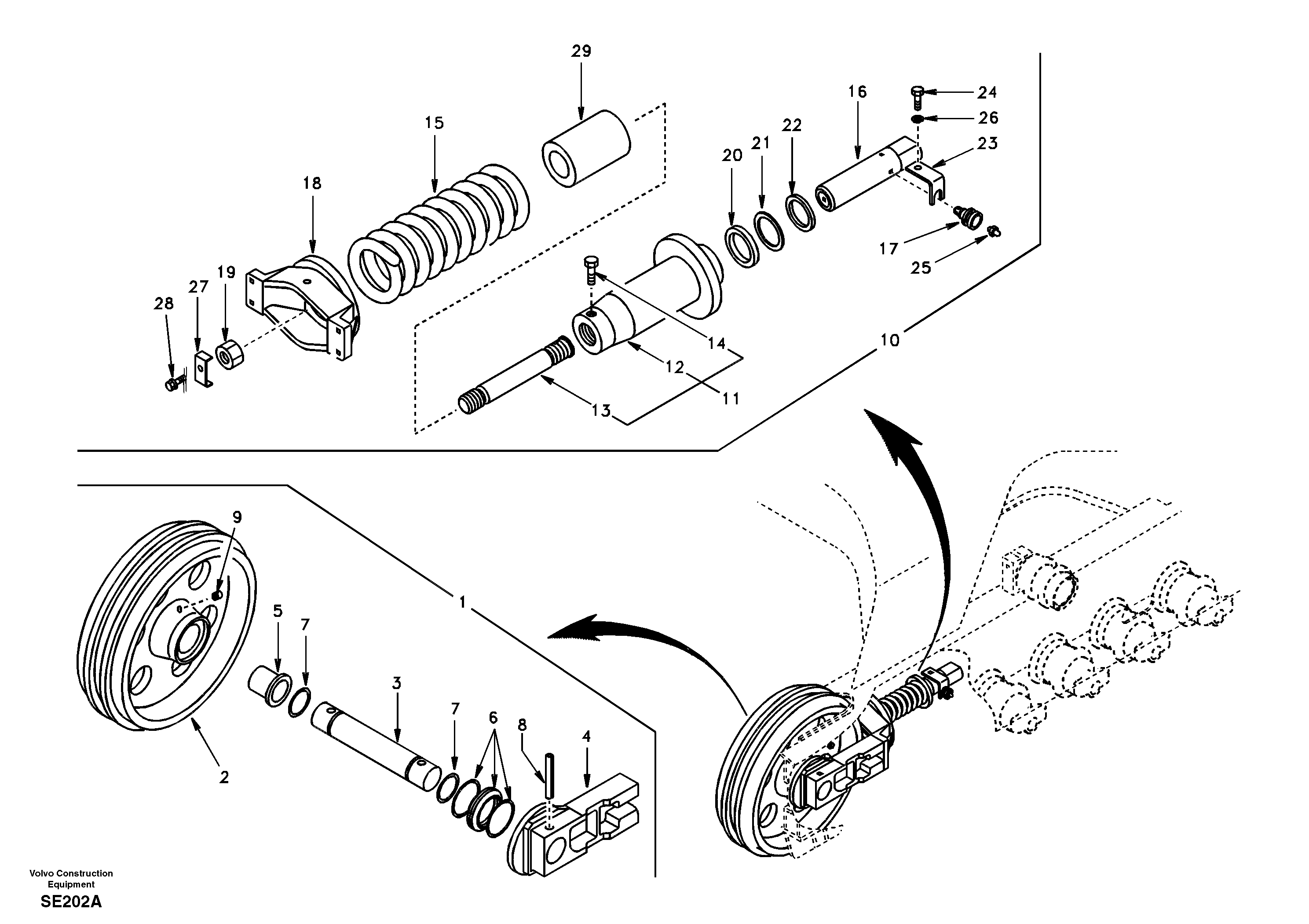 Front idler, spring package — volvo parts diagram