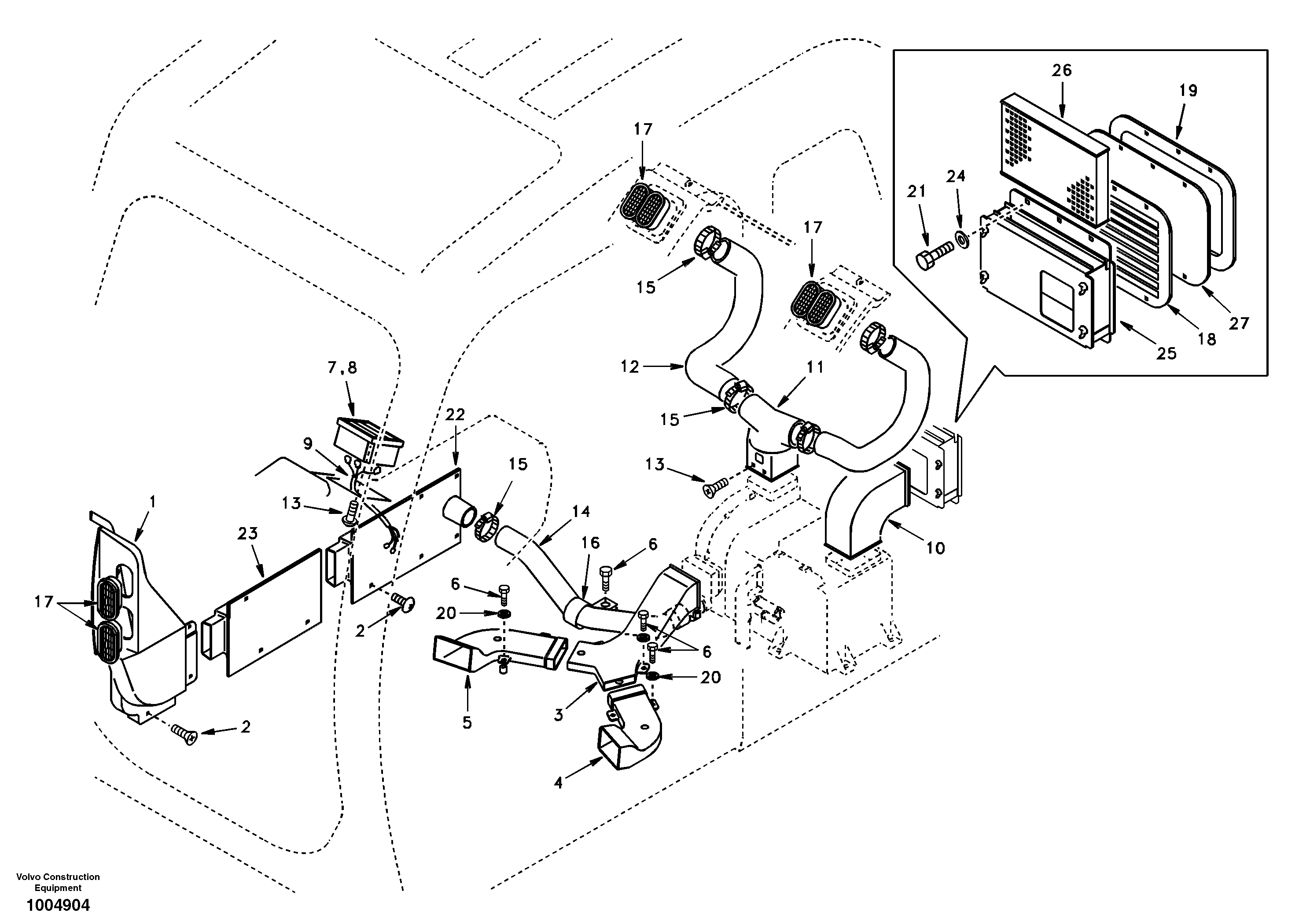Air duct in cabin and cabin floor — volvo parts diagram
