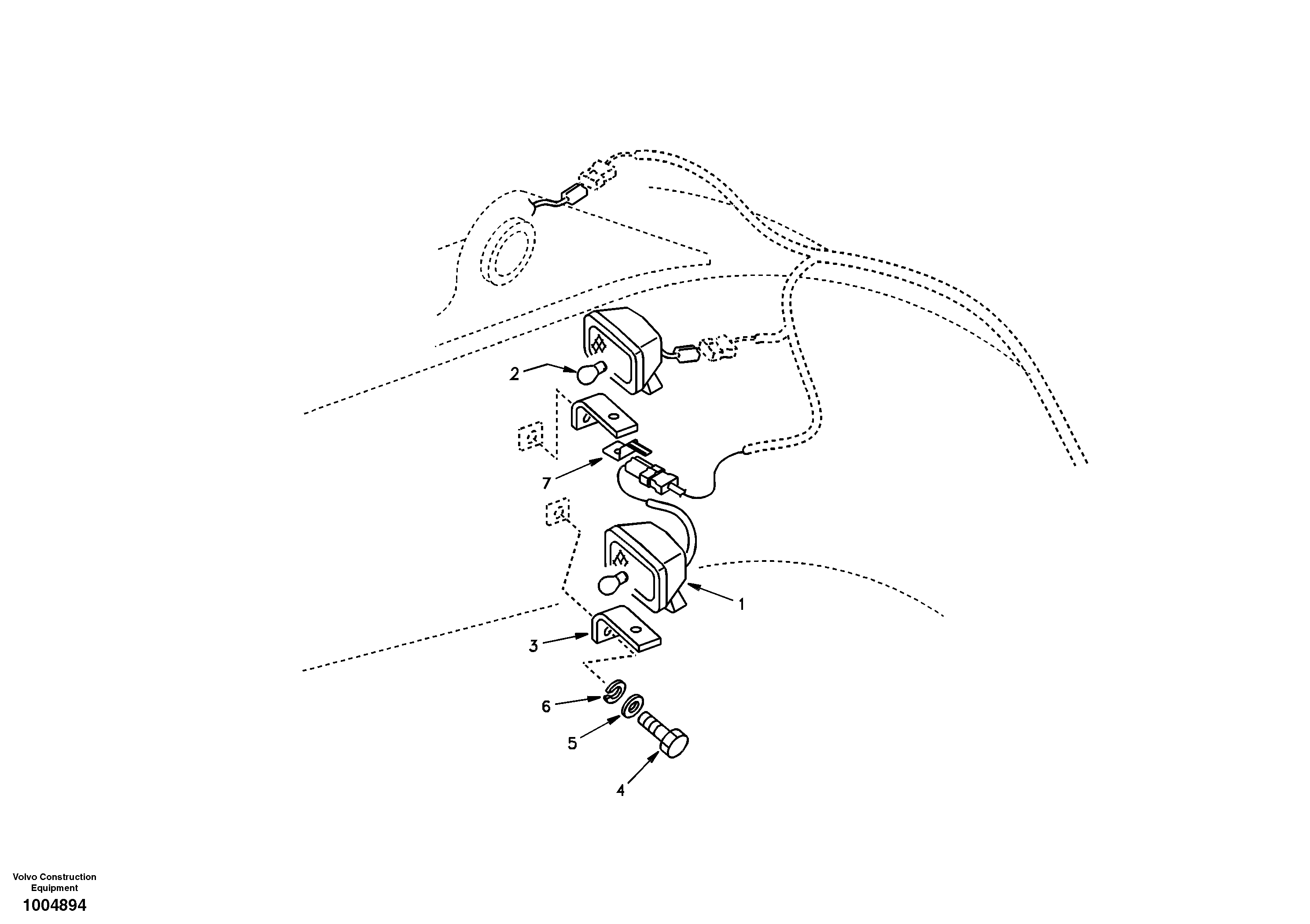 Working lamp on boom — volvo parts diagram