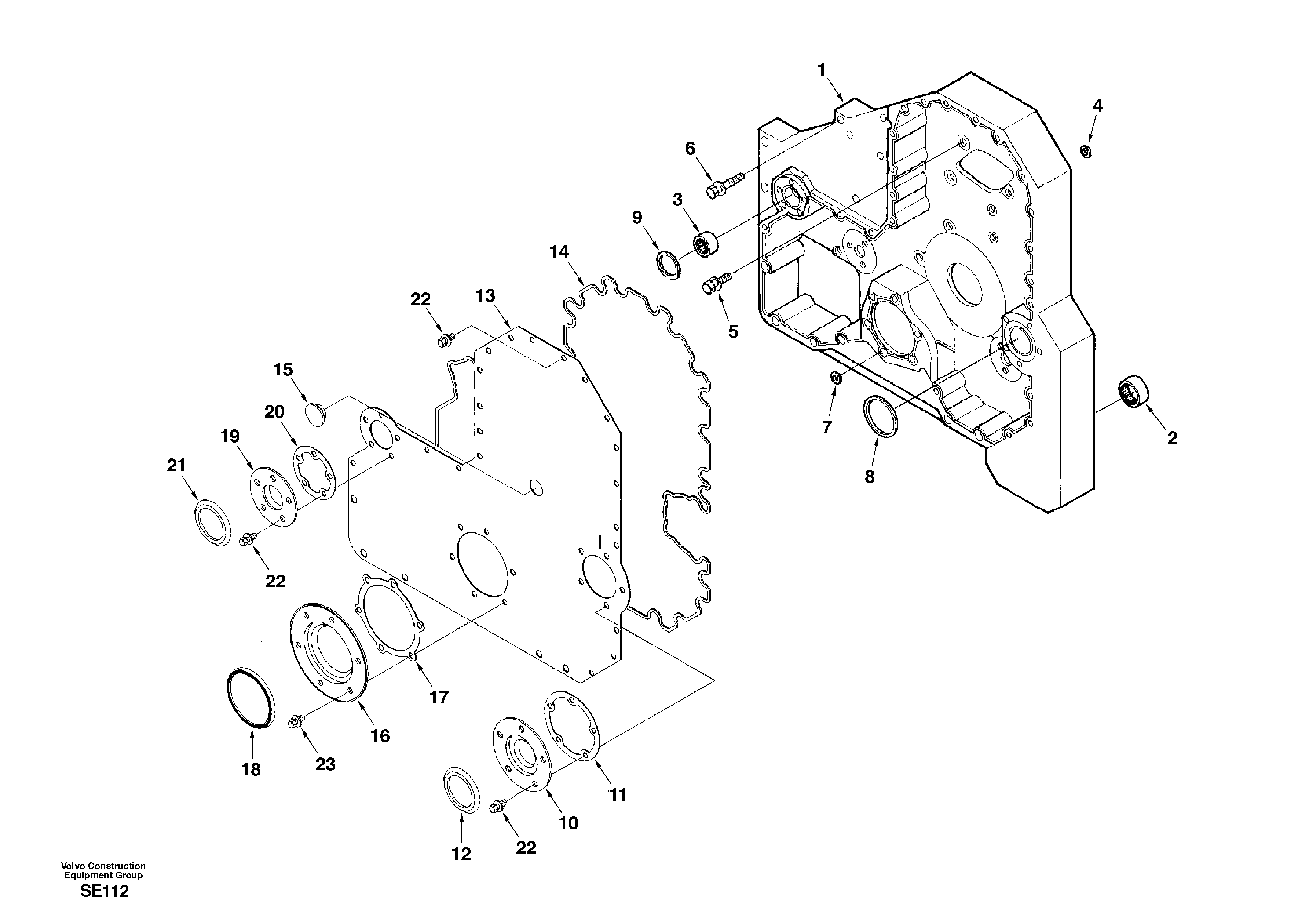Timing gear casing — volvo parts diagram