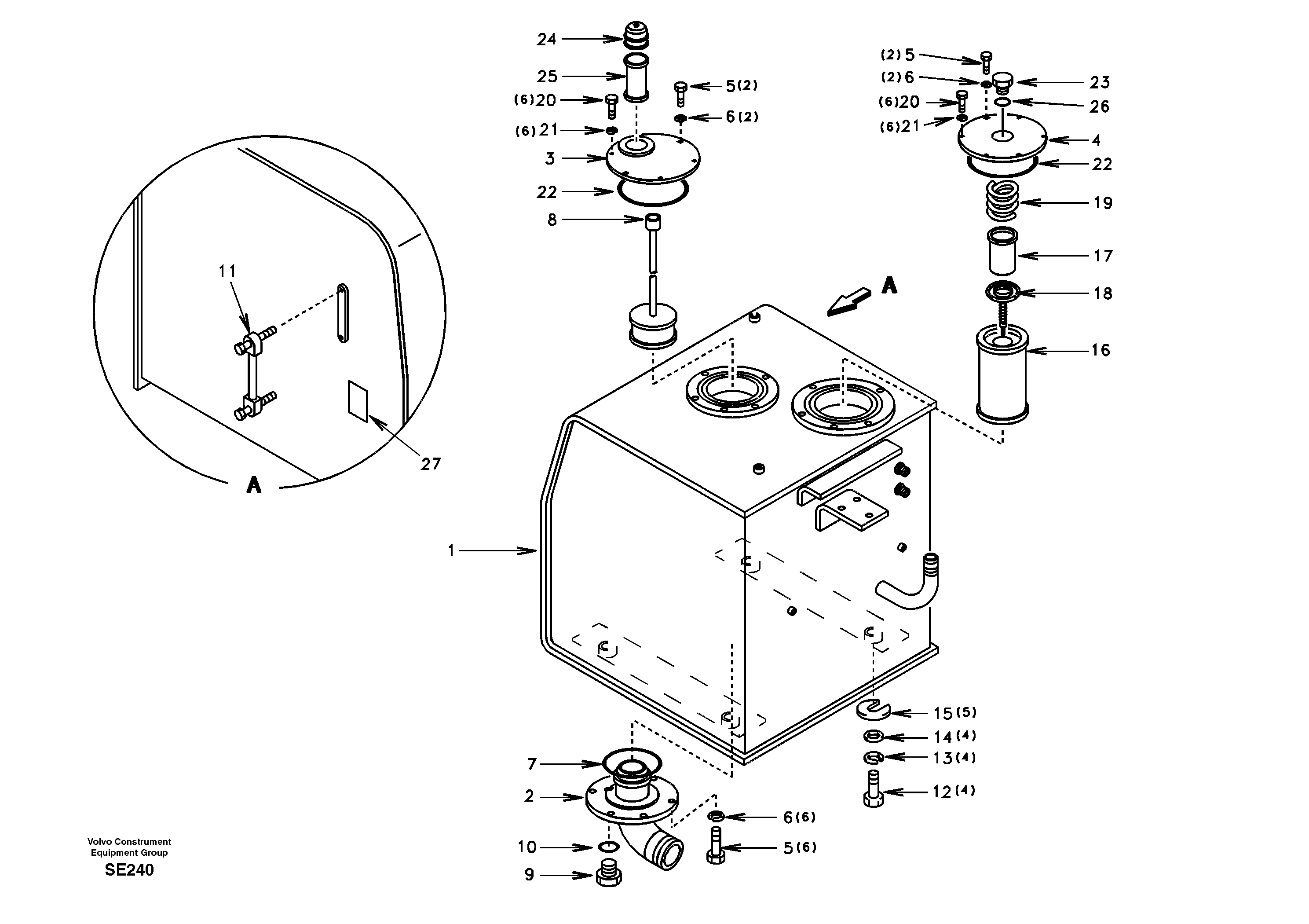 Hydraulic oil tank — volvo parts diagram
