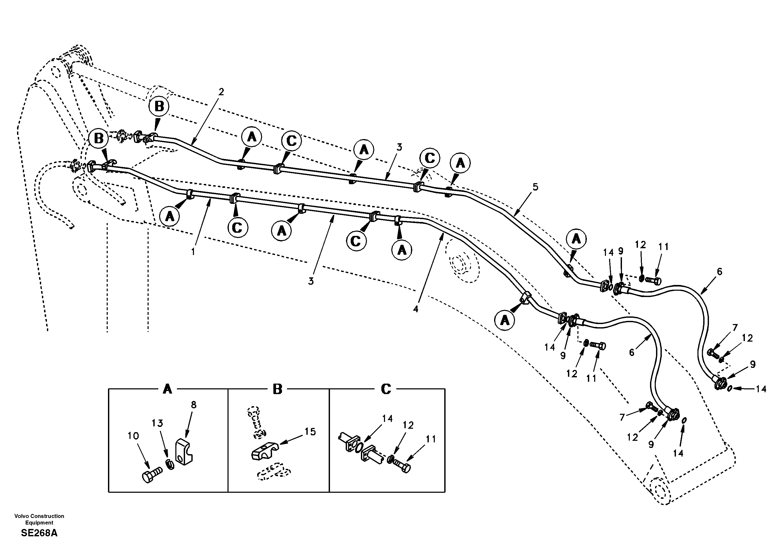 Working hydraulic, hammer and shear for boom — volvo parts diagram