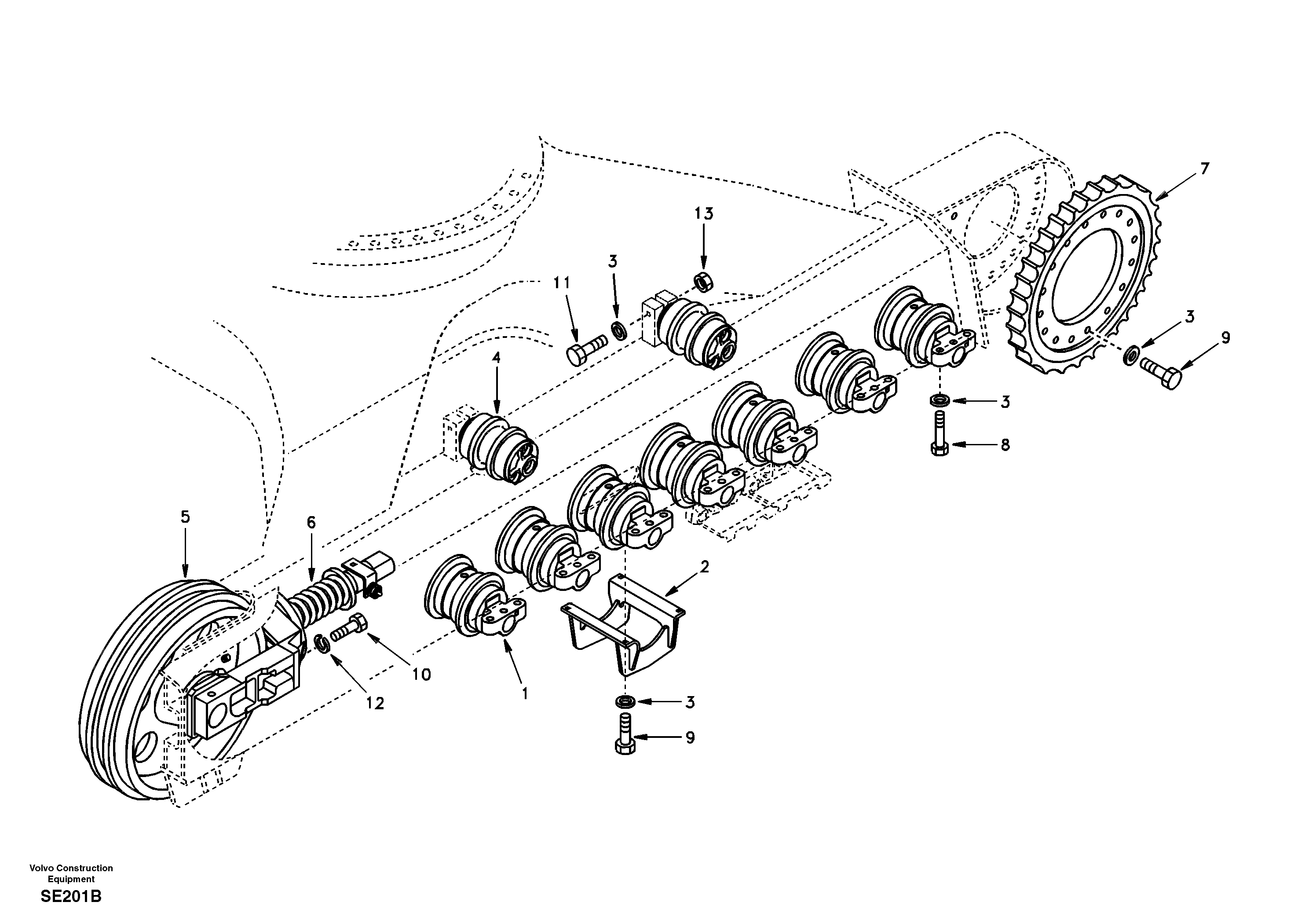Undercarriage, components and track guards — volvo parts diagram