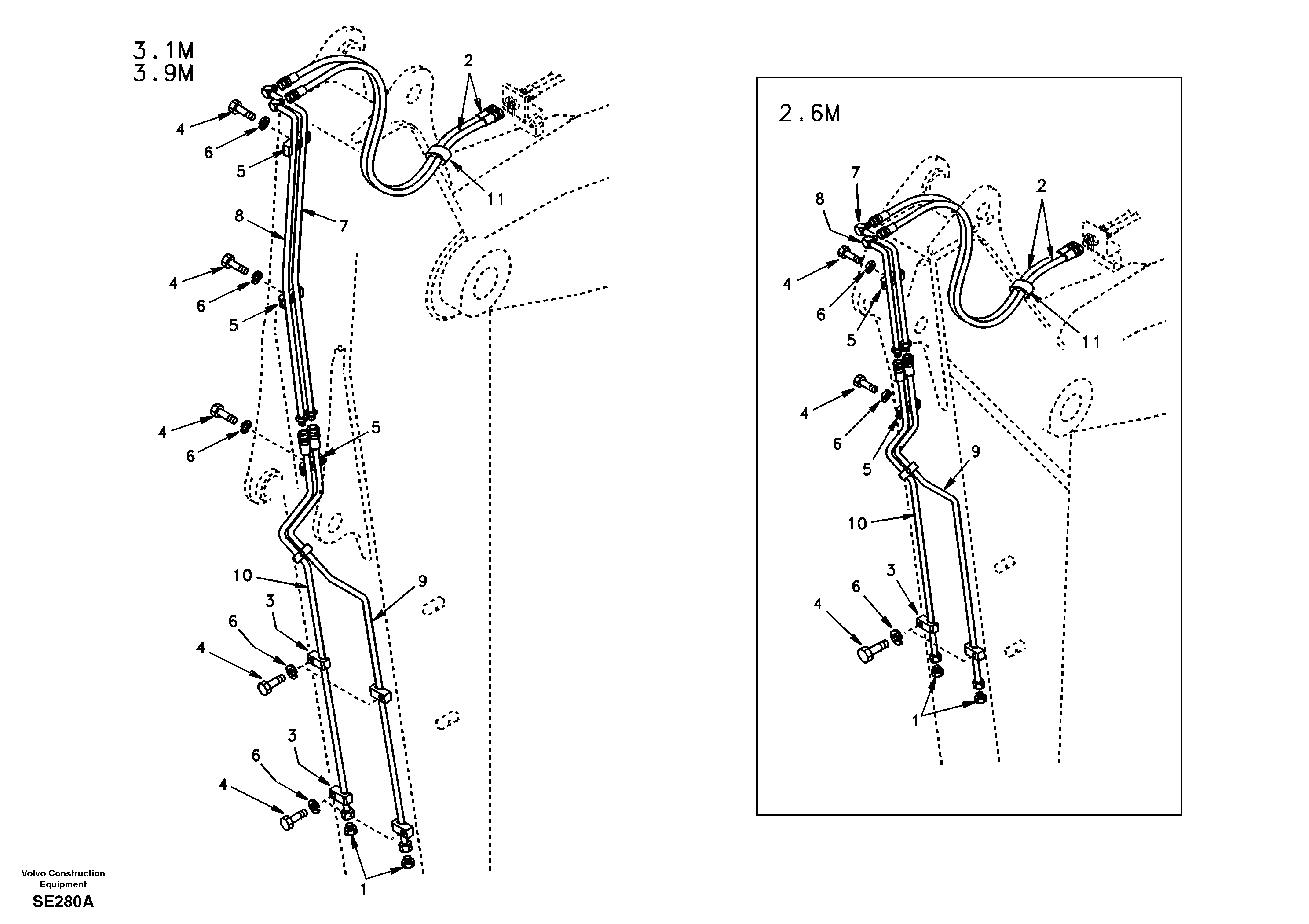 Rotator hydraulic, dipper arm — volvo parts diagram