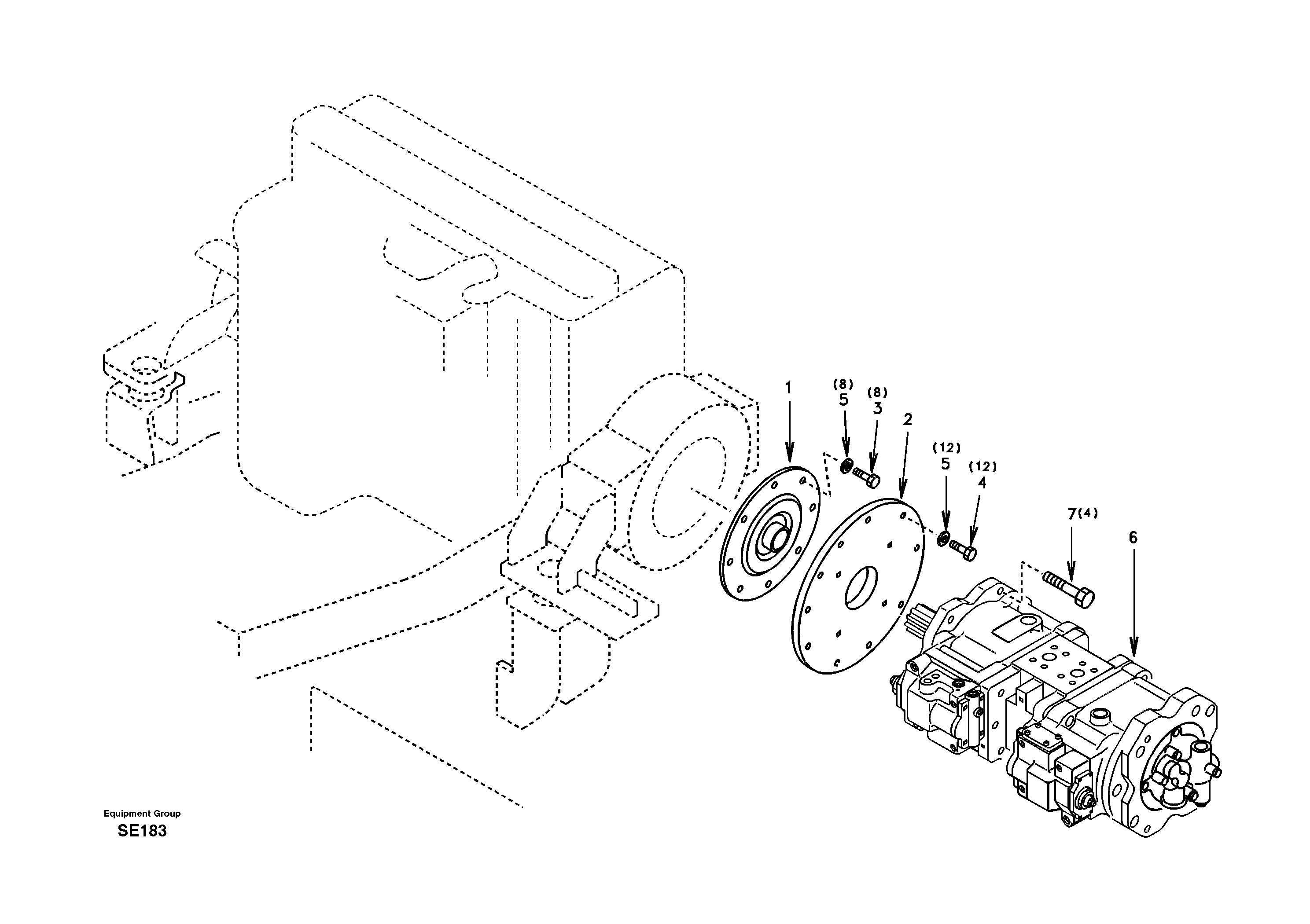 Pump gearbox with assembling parts — volvo parts diagram