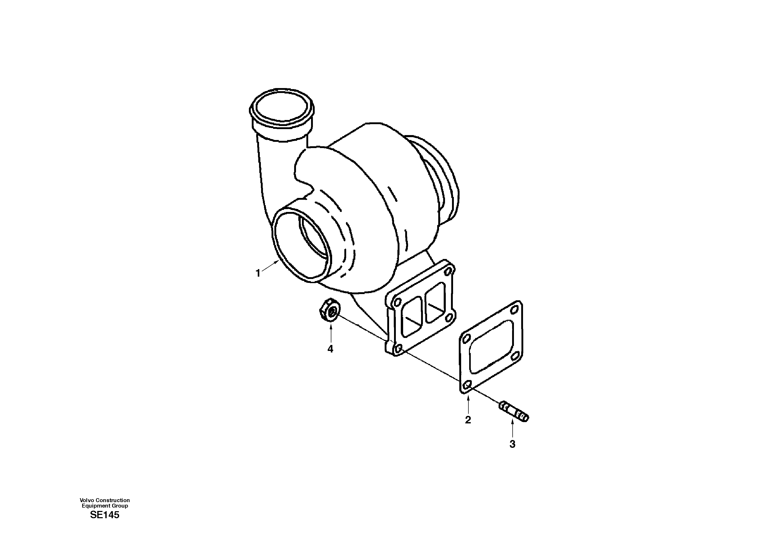 Turbocharger with fitting parts — volvo parts diagram