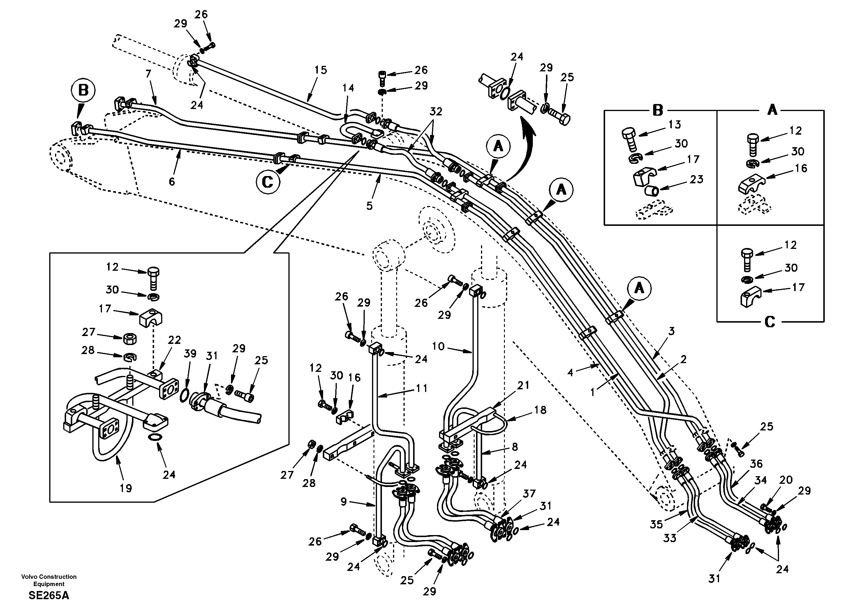 Working hydraulic, boom — volvo parts diagram