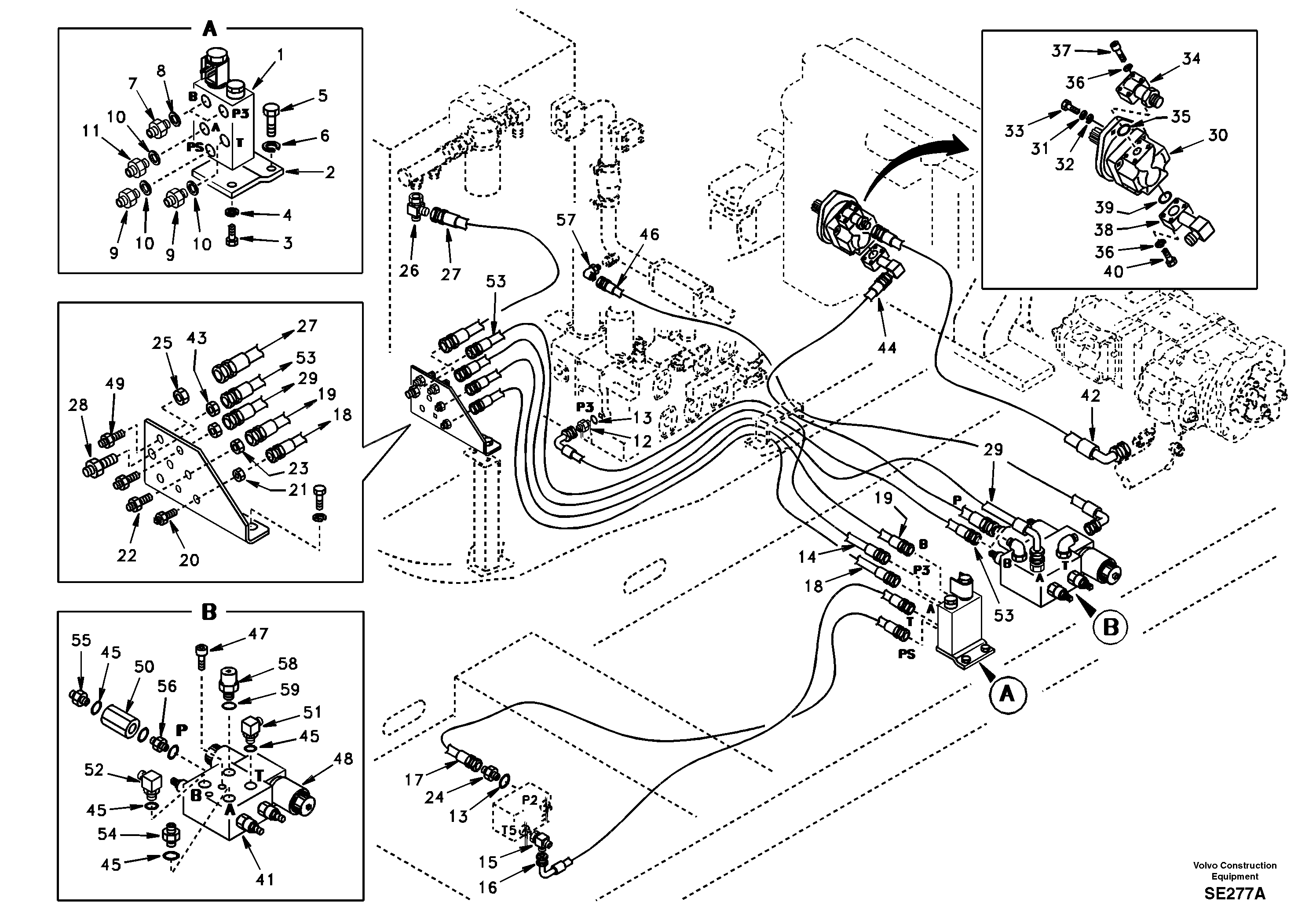 Quickfit and rotator hydraulic — volvo parts diagram